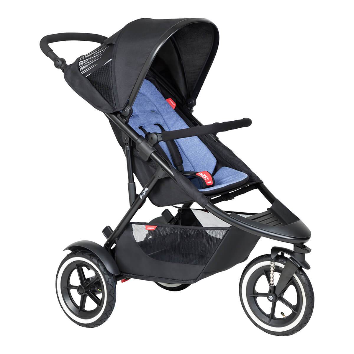 Black three-wheeled strollerPhil&Teds Sport buggy with fabric sling seat for toshi baby