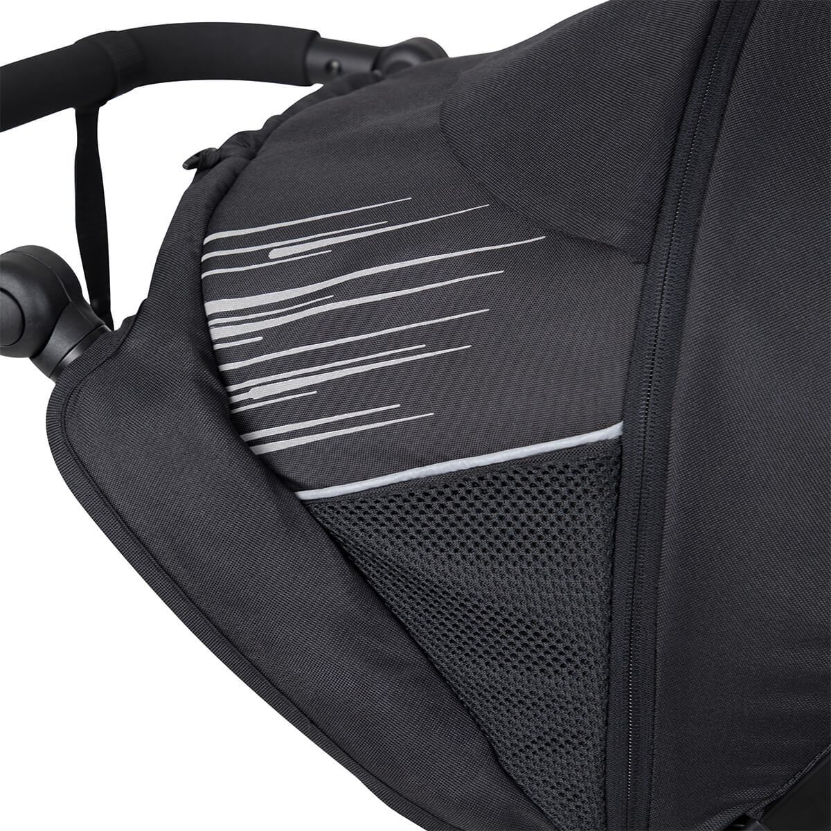 Black stroller hood with mesh pocket for Phil&Teds Sport buggy, perfect for Toshi Baby fabric sling seat