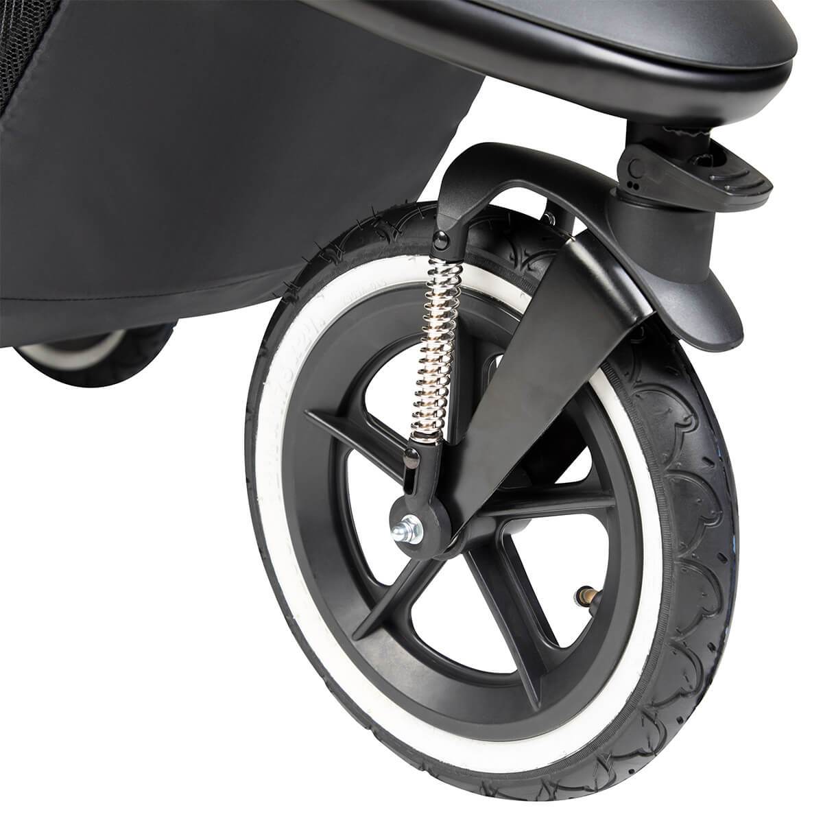 Black stroller wheel with white sidewall for Phil&Teds Sport buggy, perfect for Toshi Baby