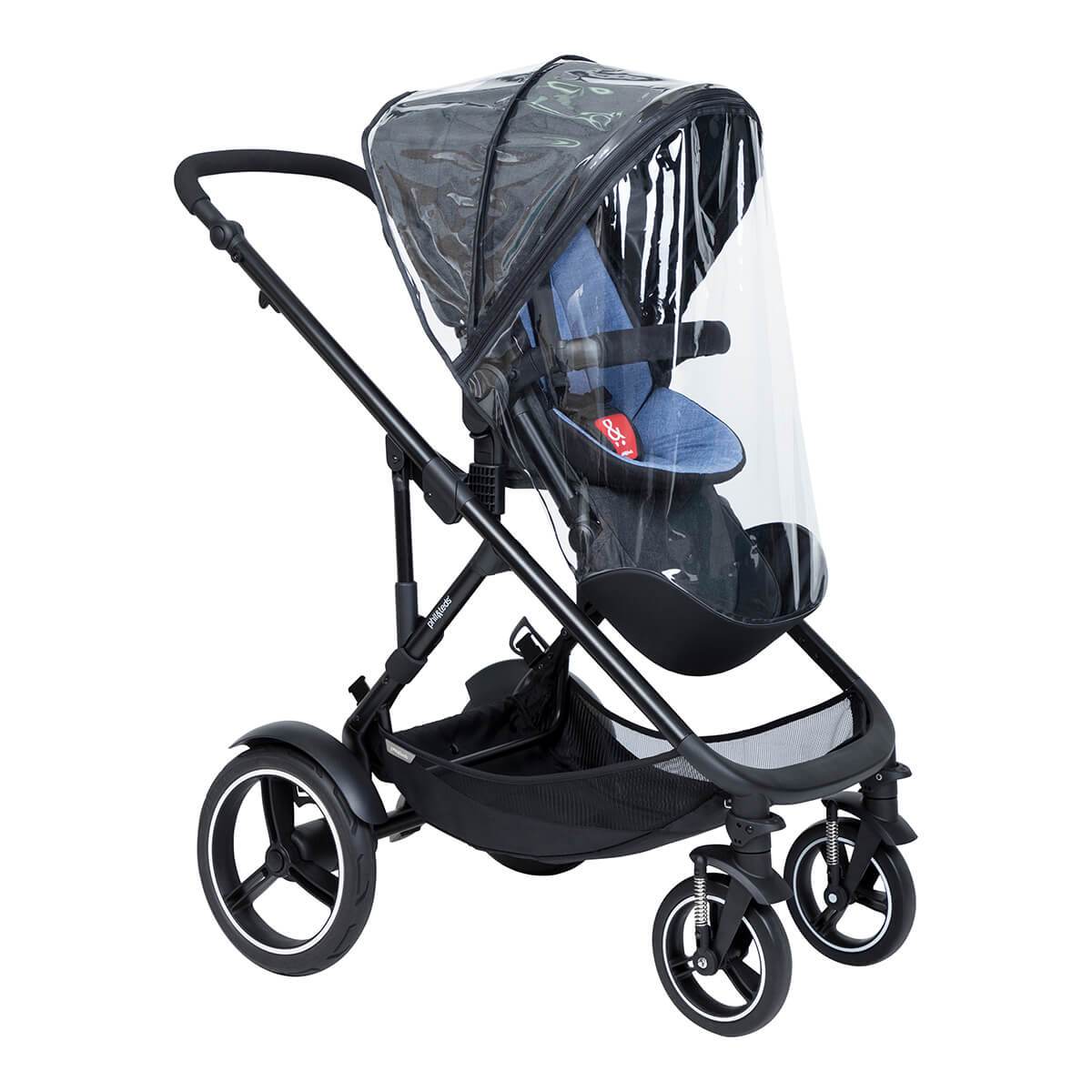 Black Phil&Teds Sport Verso stroller with rain cover for baby strollers safety