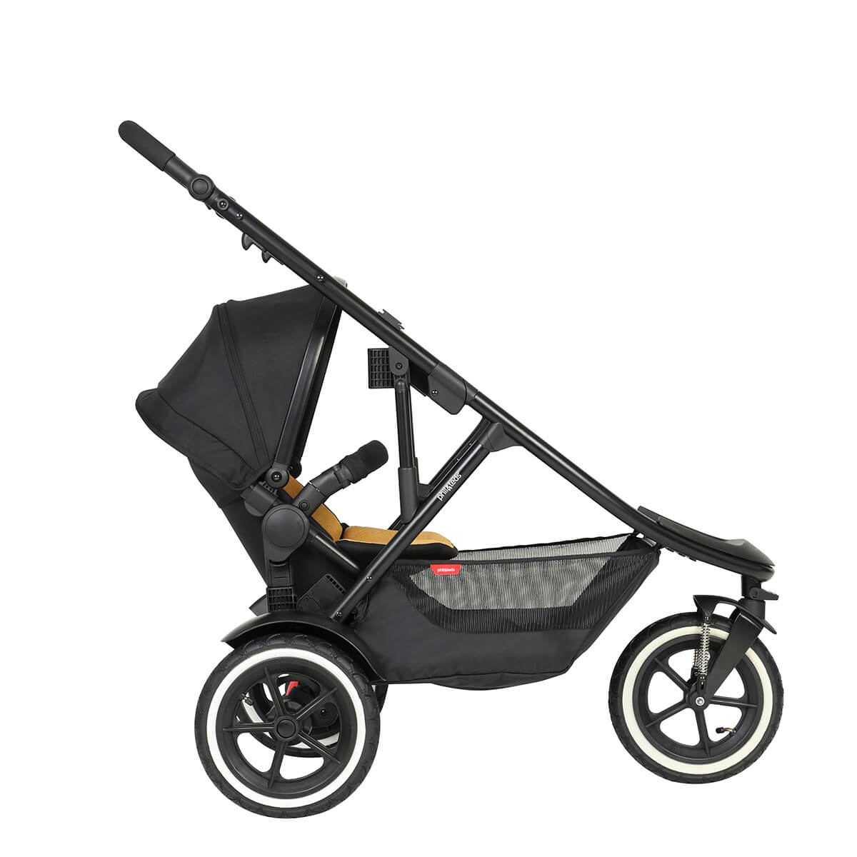 Black three-wheeled stroller from Phil&Teds Sport Verso for baby strollers enthusiasts