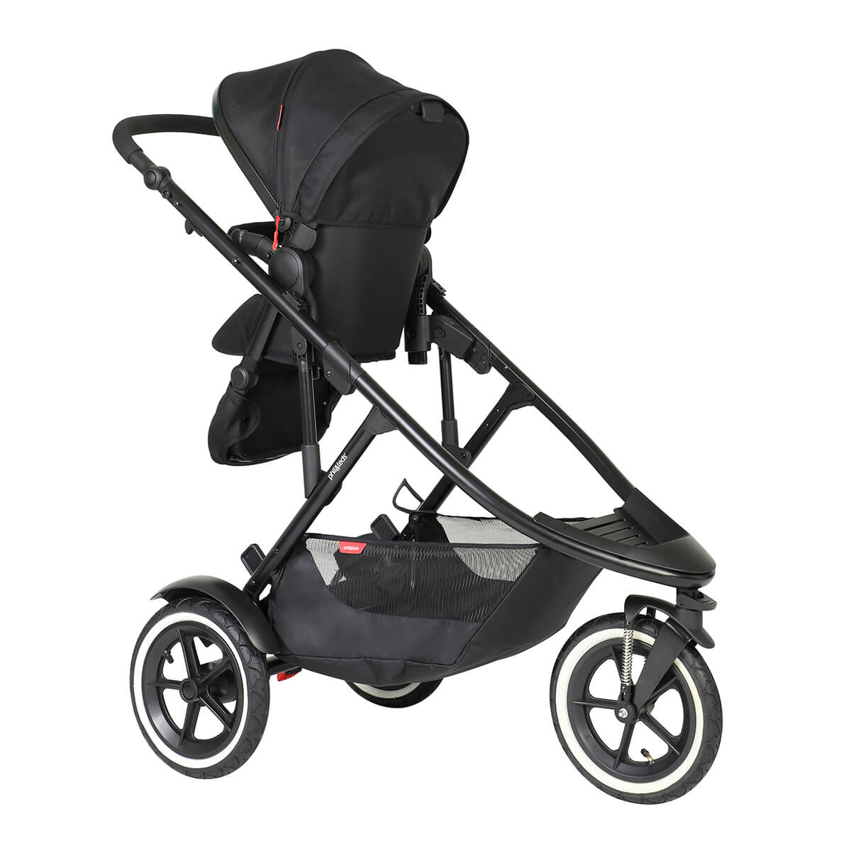 Black three-wheeled stroller from Phil&Teds Sport Verso with Odyssey wagon wheels