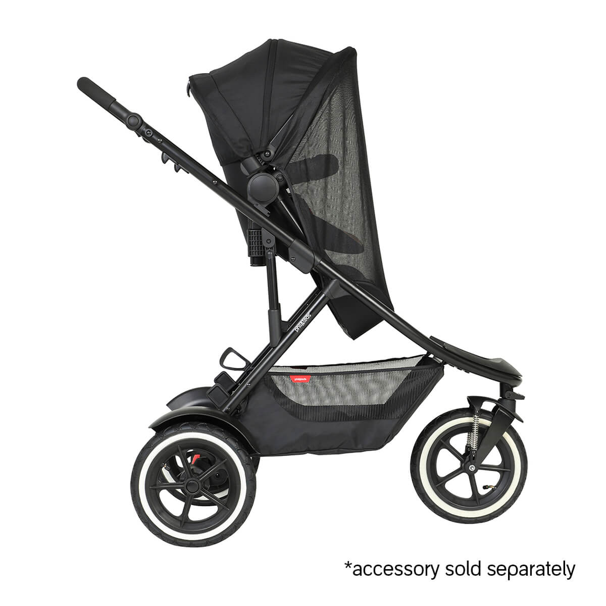 Phil&Teds Sport stroller with black frame and odyssey wagon wheels, perfect for postpartum adventures