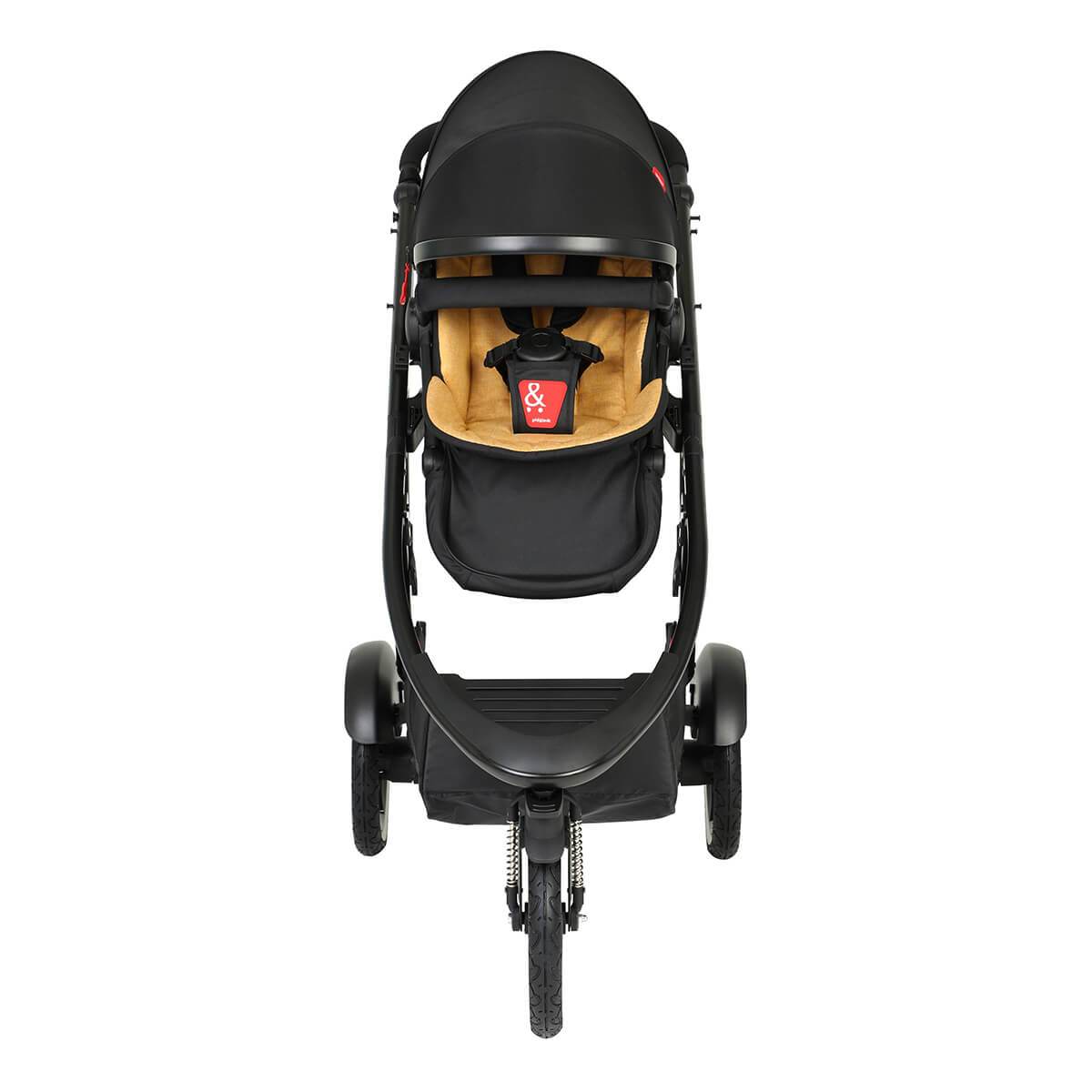 Black and tan three-wheeled stroller from Phil&Teds Sport Verso for baby strollers