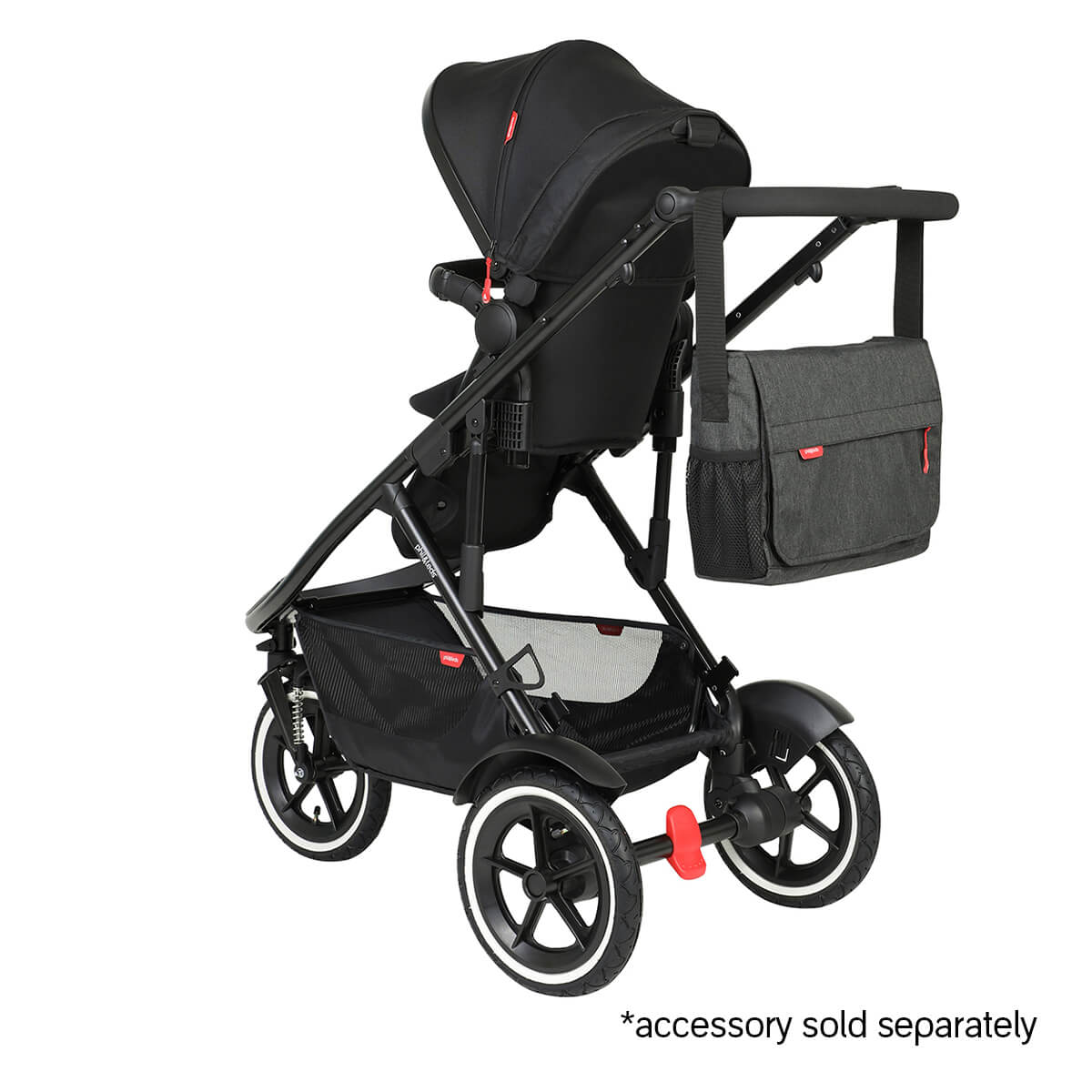 Black stroller with diaper bag for Phil&Teds Sport Verso and Odyssey Wagon Wheels