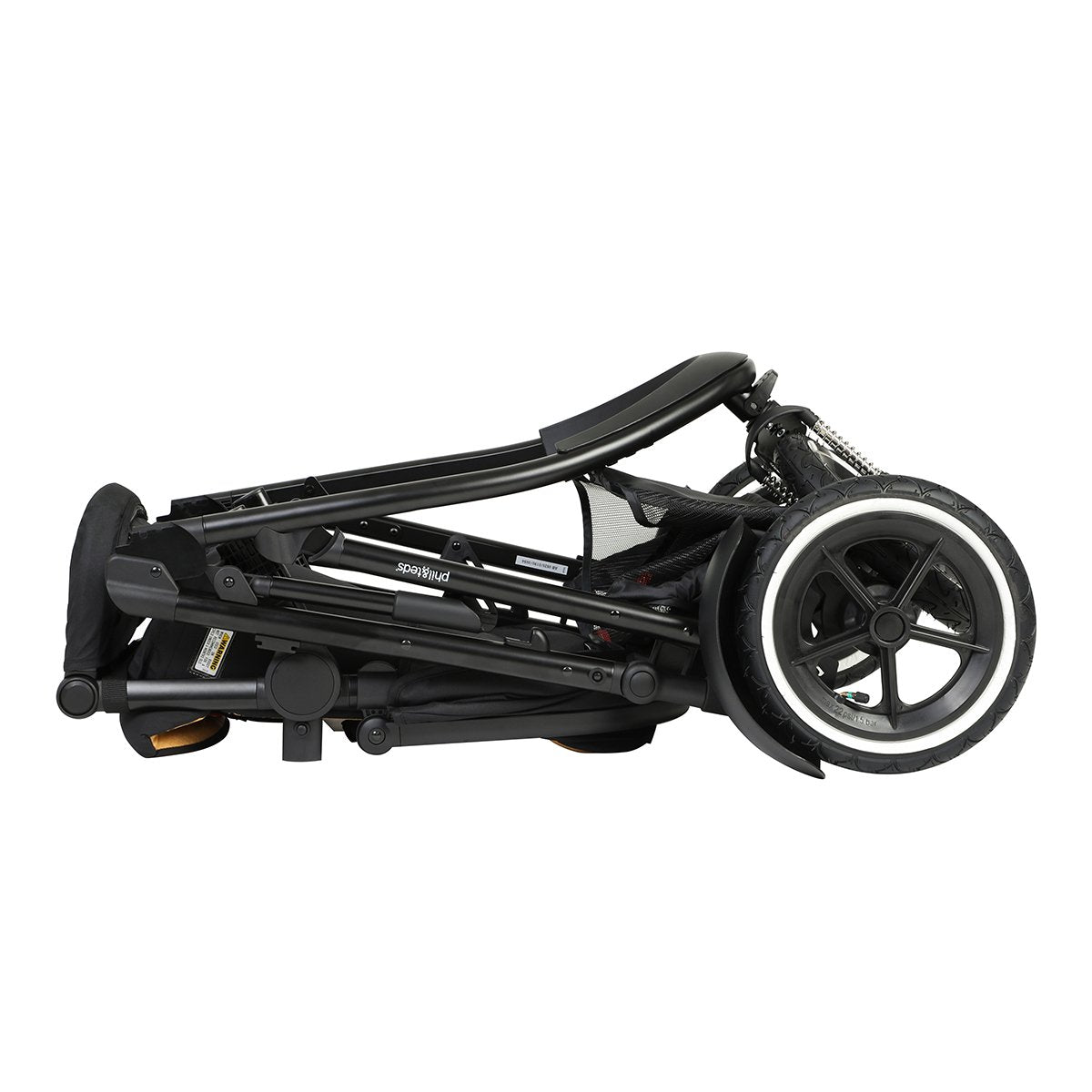 Folded black stroller from Phil&Teds Sport Verso with Odyssey wagon wheels