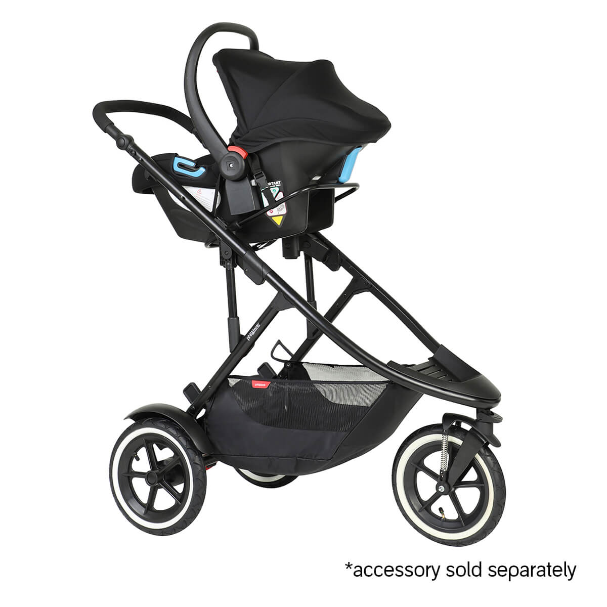 Black stroller with car seat attachment from Phil&Teds Sport Verso baby strollers