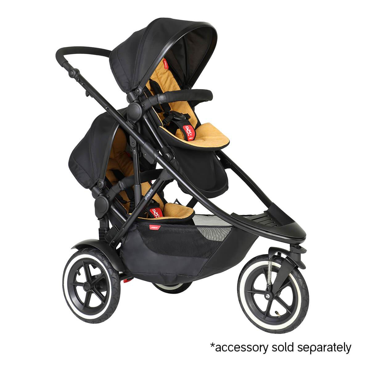 Black tandem stroller from Phil&Teds Sport Verso for comfy baby strollers and postpartum adventures
