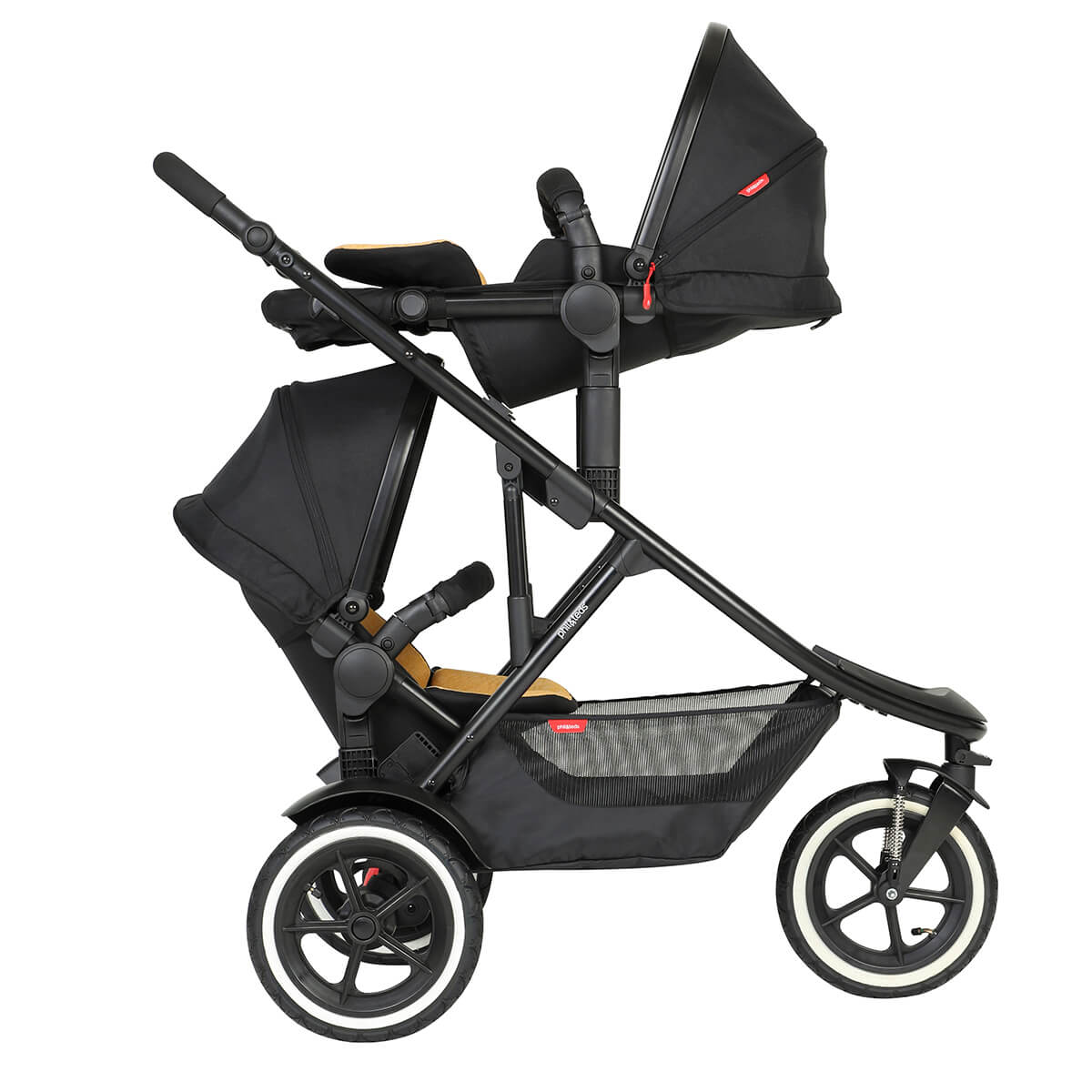 Black double stroller from Phil&Teds Sport Verso for sporty baby strollers and moms
