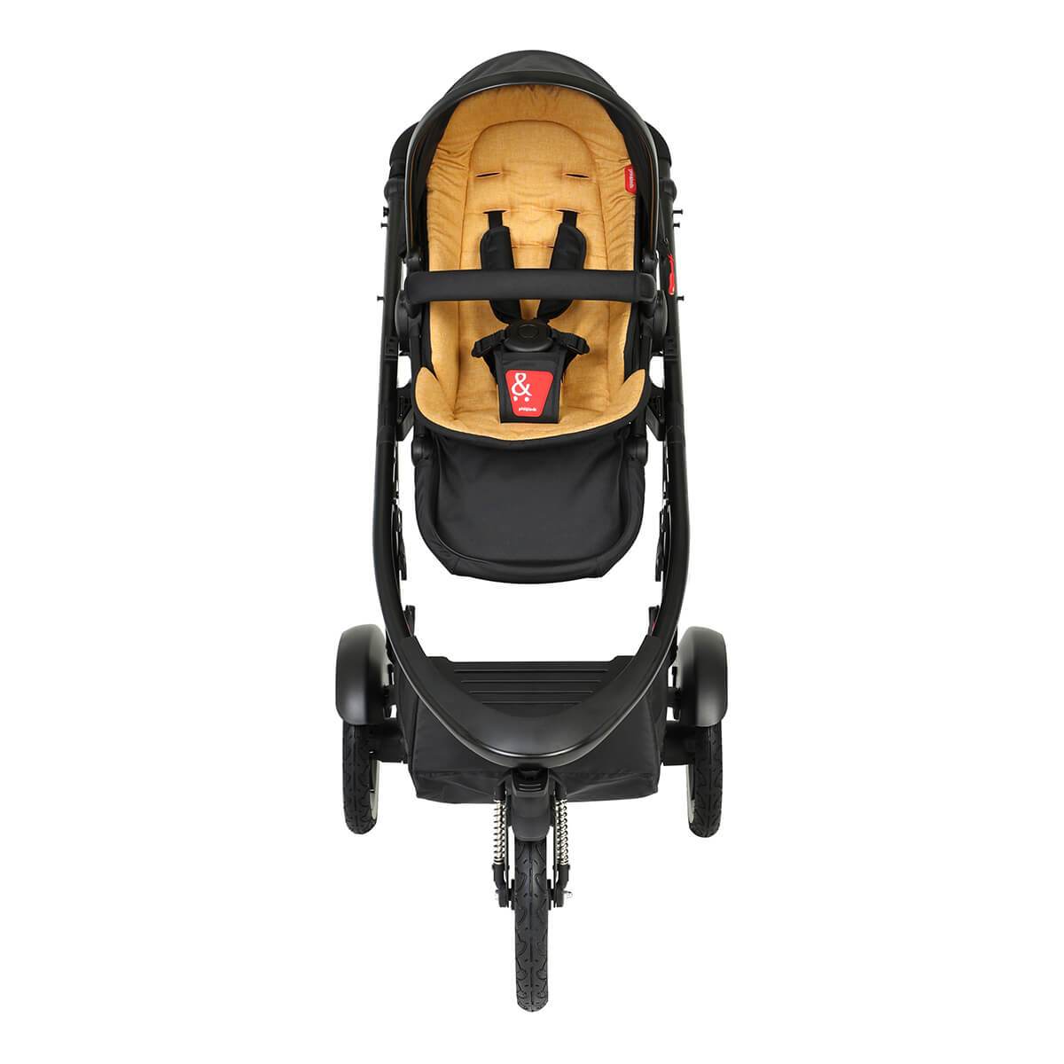 Black and yellow three-wheeled stroller from Phil&Teds Sport Verso for easy strolling