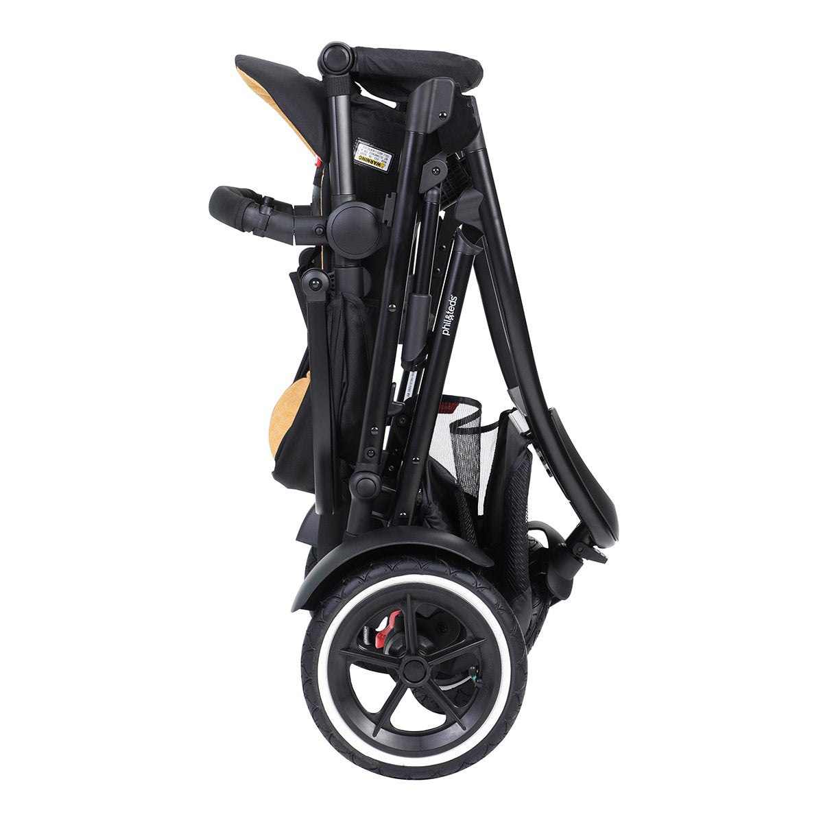 Folded black stroller from Phil&Teds Sport Verso with Odyssey wagon wheels