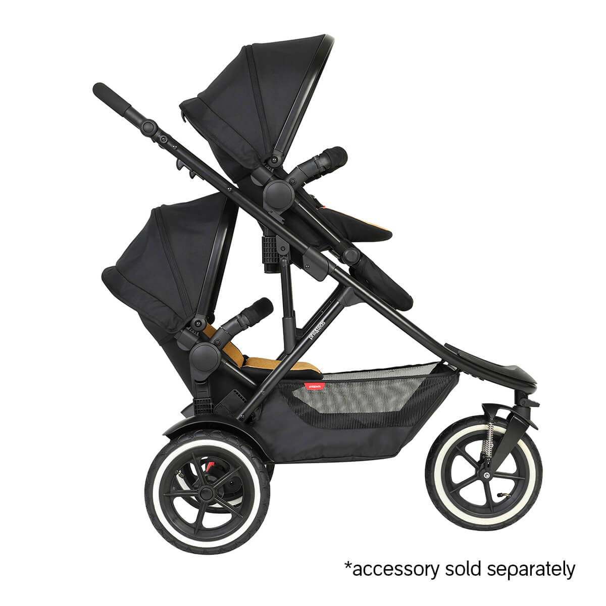 Black double stroller from Phil&Teds Sport Verso for comfy baby strollers and postpartum rides