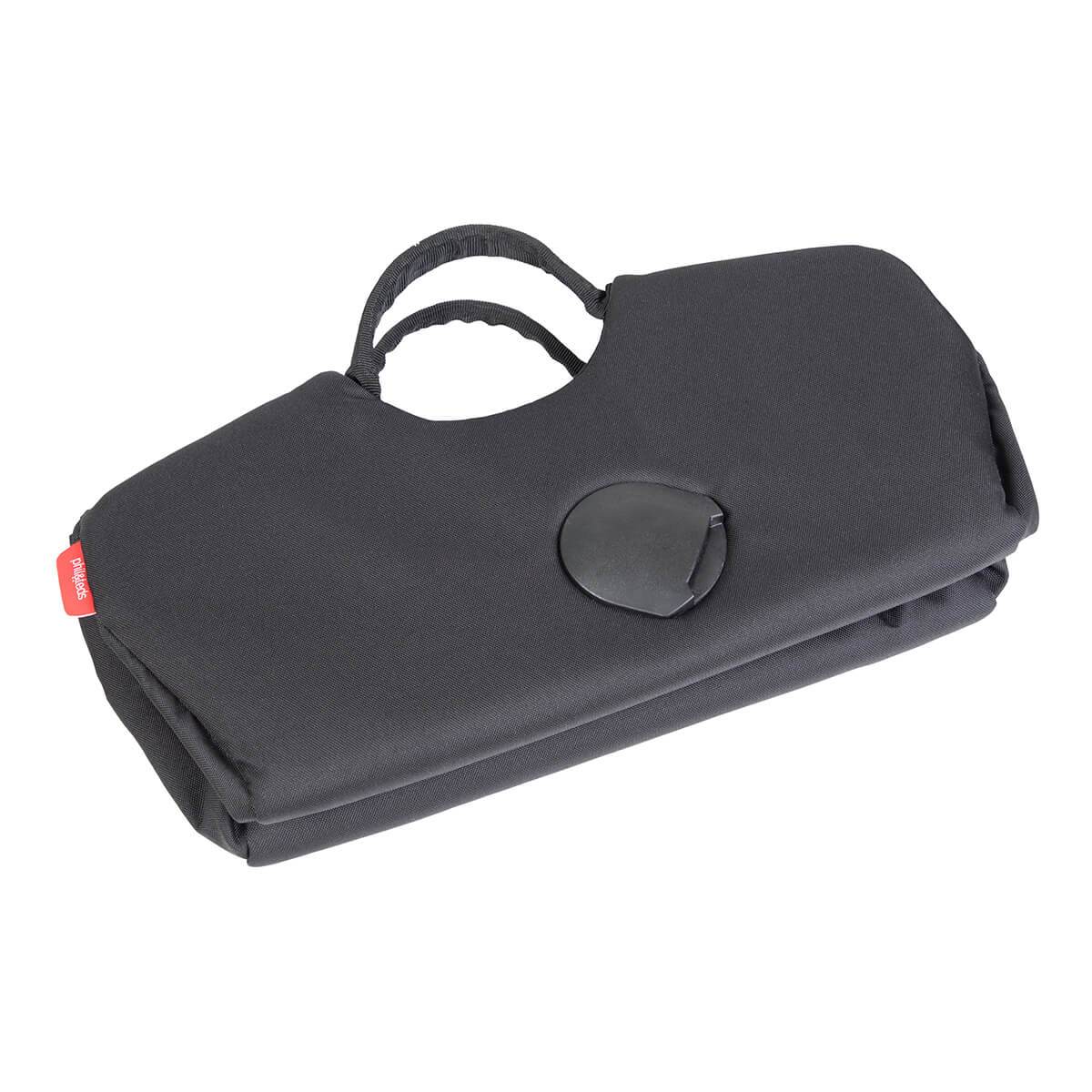 Black folded baby carrier for phil&teds tote inline storage and baby strollers