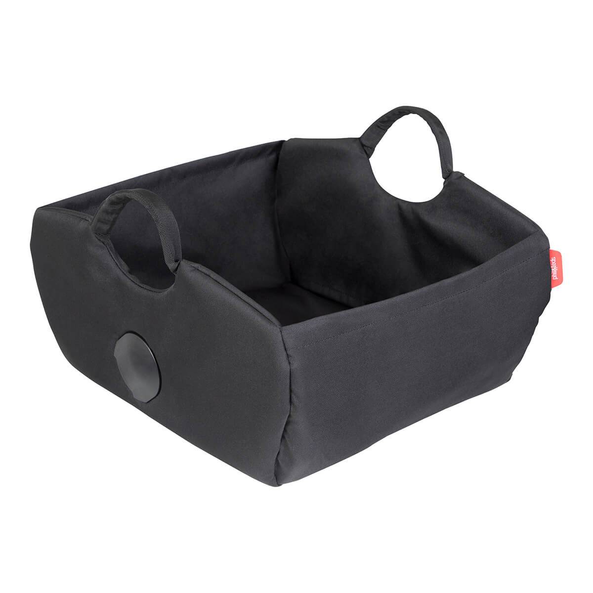 Black fabric storage basket for Phil&Teds Tote Inline and baby strollers