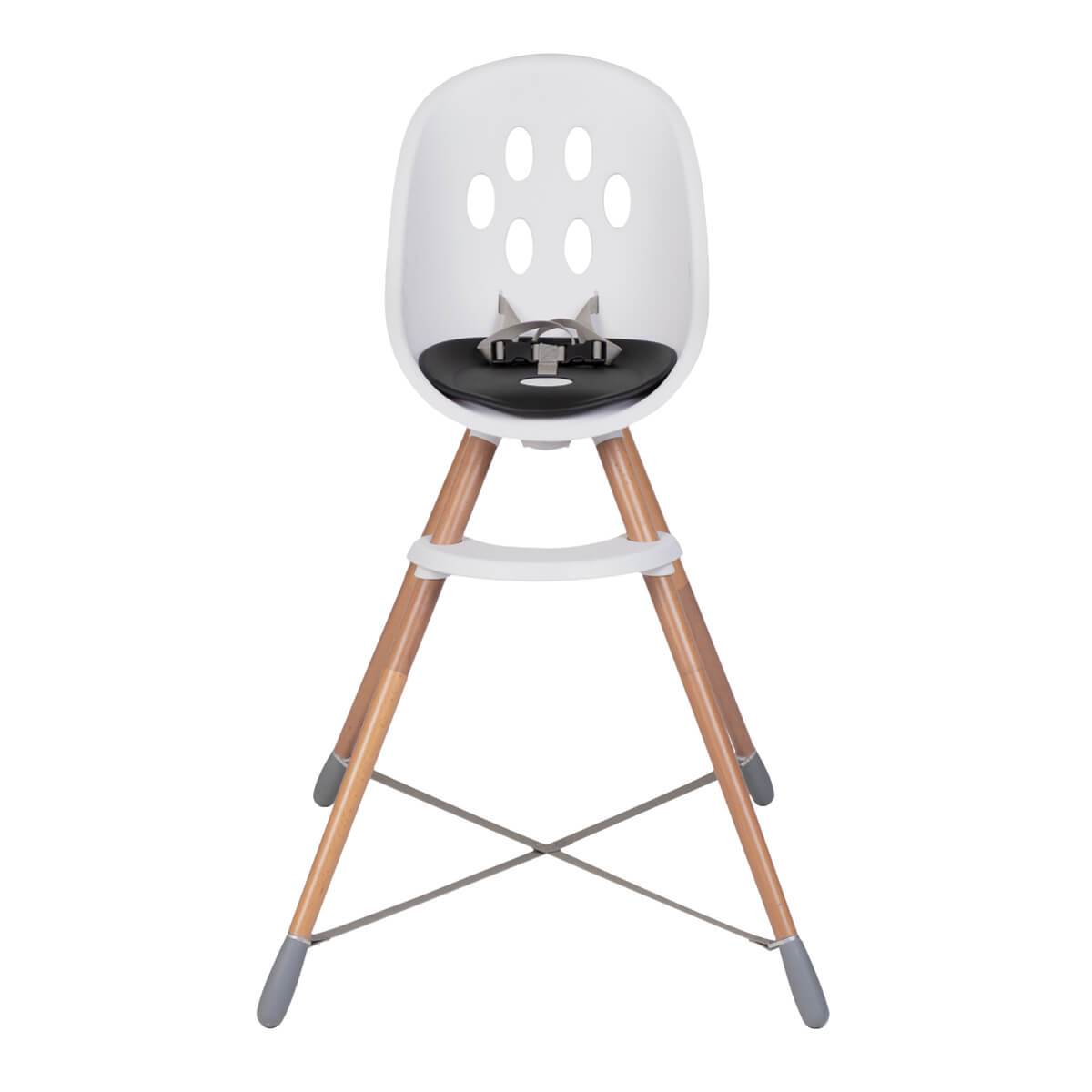 White and wood Poppy Wood Highchair from Phil&Teds with Toshi Baby Romper, perfect for bare mum postpartum moments