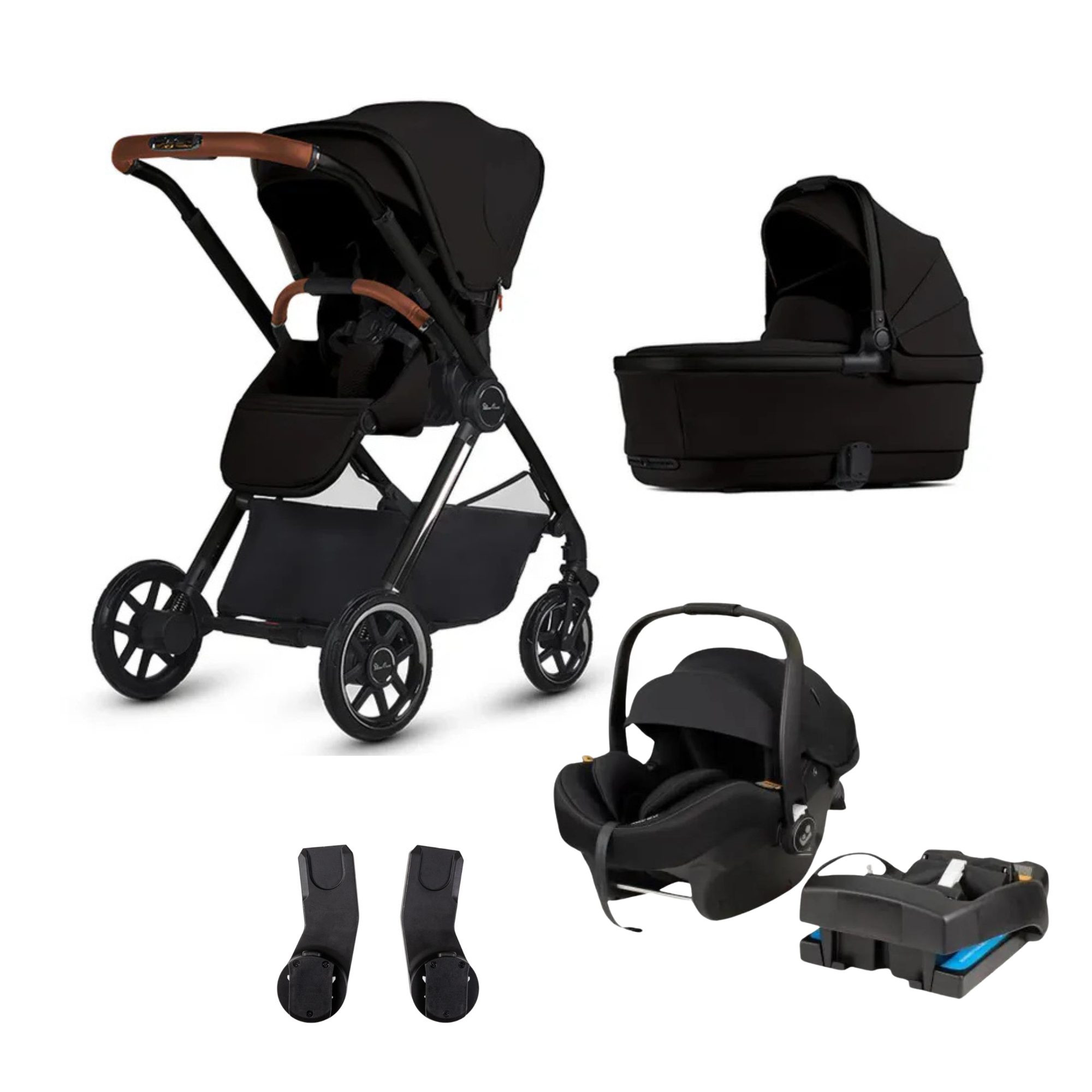 Black stroller travel system for Silver Cross Reef 2 Special Edition with Odyssey wagon wheels
