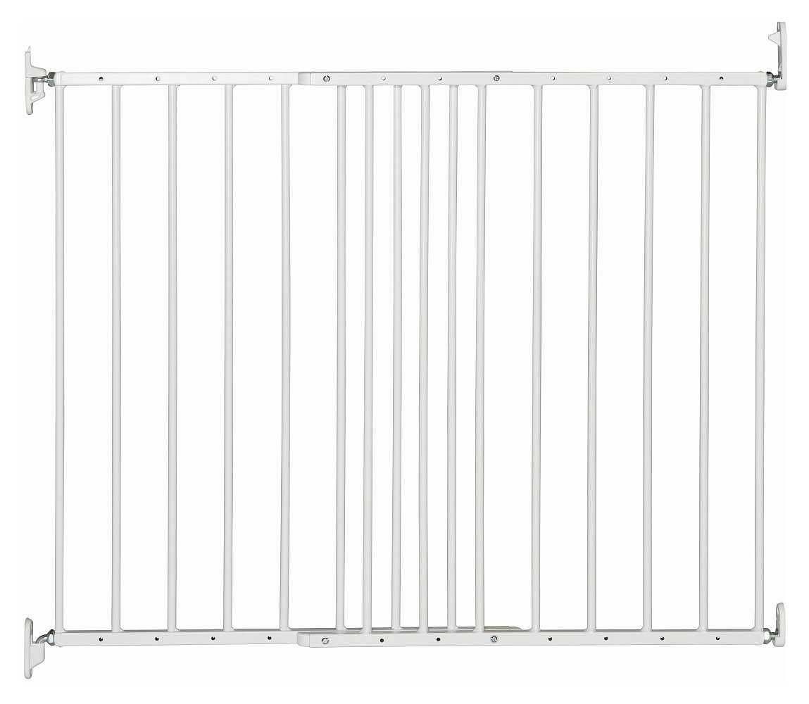 White metal safety gate from BabyDan Multidan, perfect for baby strollers and more