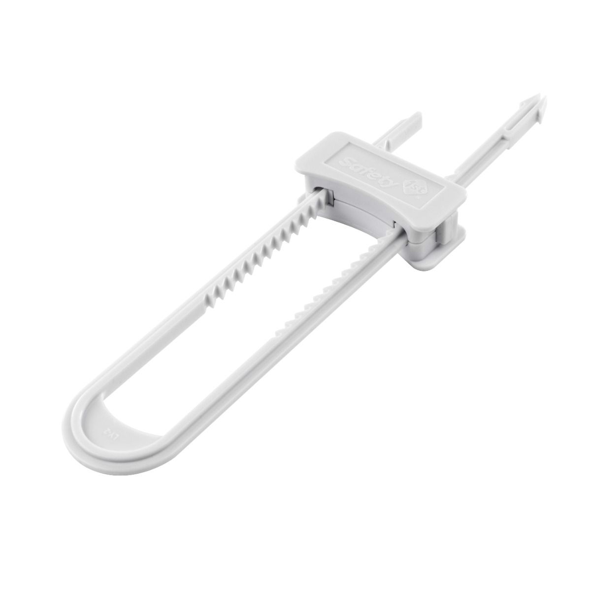 White plastic adjustable child safety lock for cabinets on Mother Choice Cabinet Slide Lock