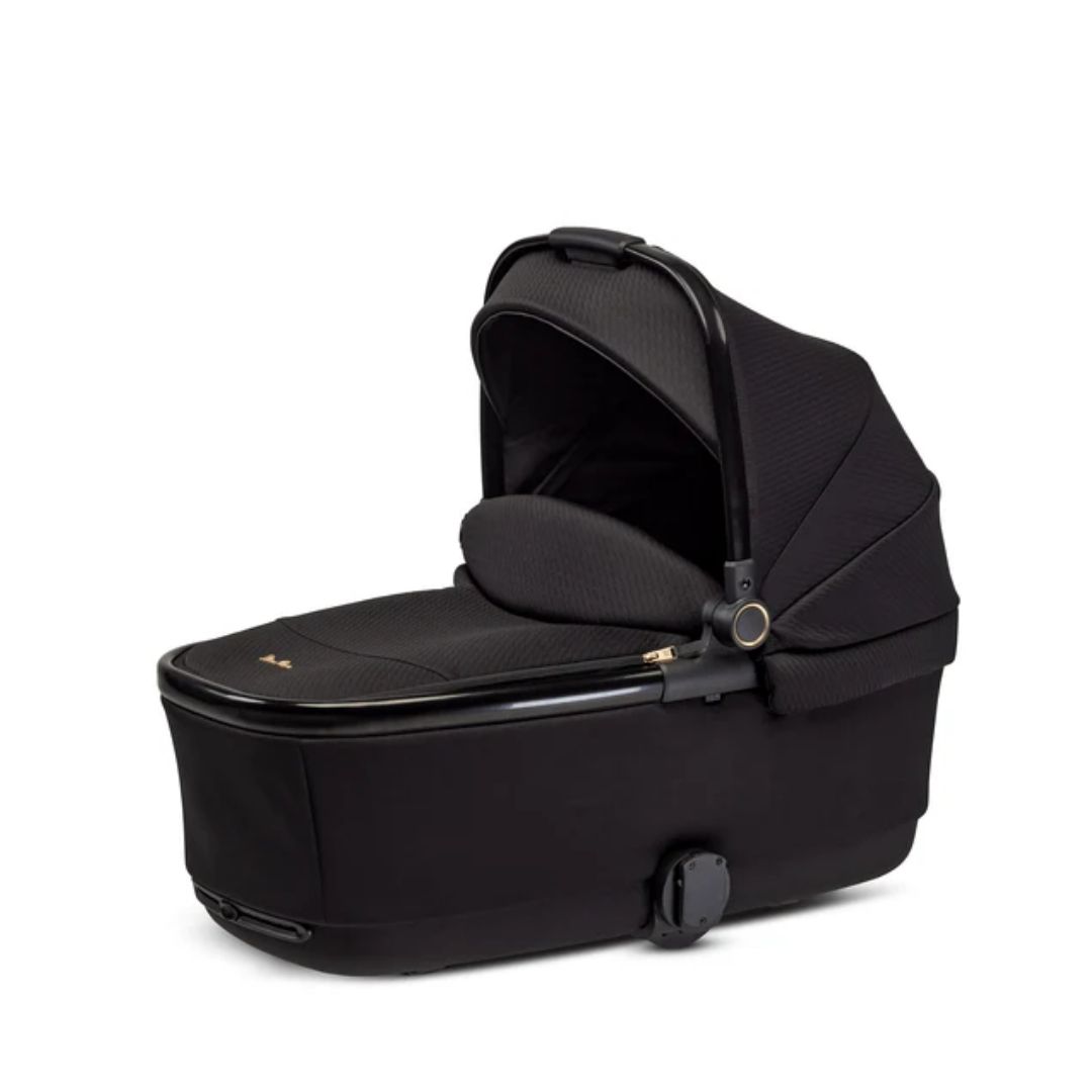 Black baby bassinet with adjustable canopy from Silver Cross Reef toshi baby stroller series
