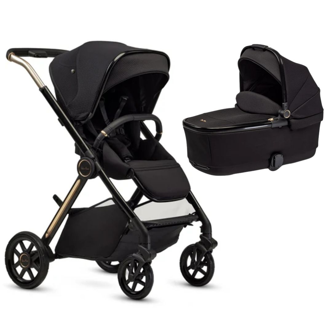 Black stroller and bassinet for Silver Cross Reef Toshi Baby Carrycot Special Edition