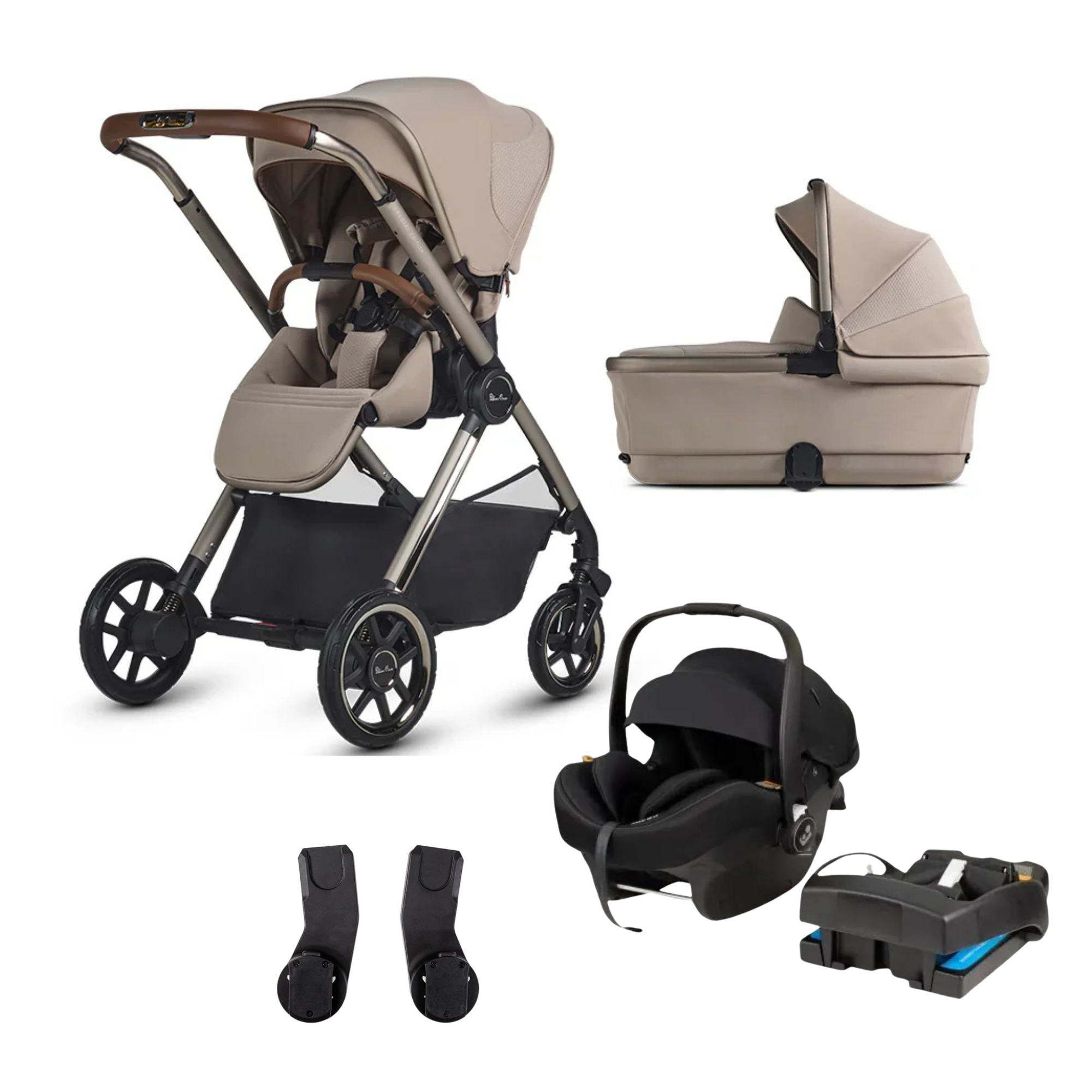Beige Silver Cross Reef stroller travel system with Maxi Cosi 12LX cosi 12LX bundle