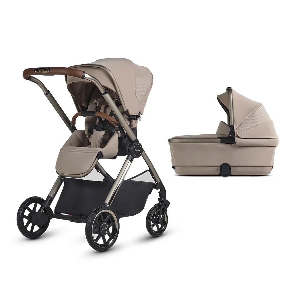 Beige Silver Cross Reef 2 with Carrycot Special Edition baby stroller and bassinet