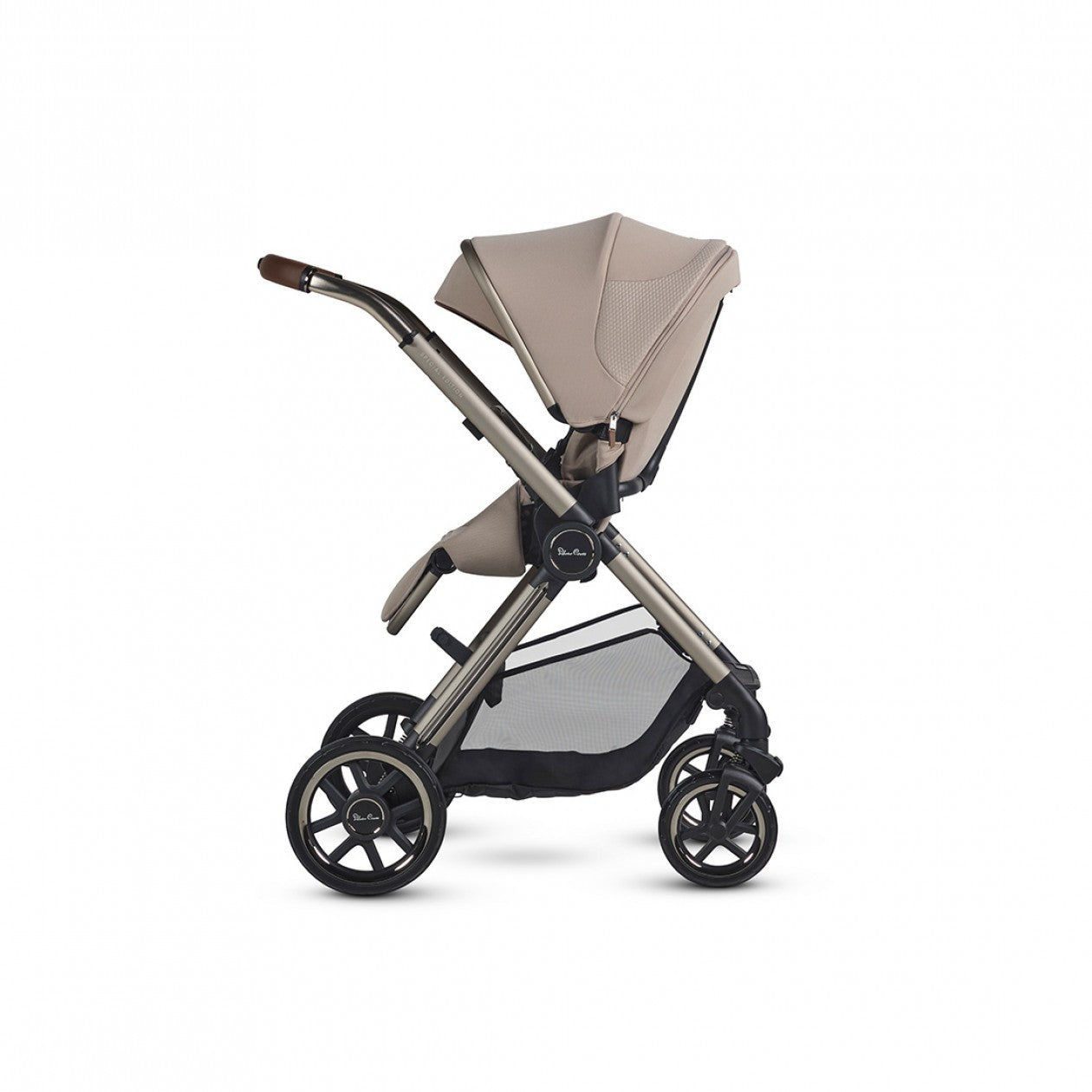 Beige and silver baby stroller Silver Cross Reef Special Edition Frappe with carrycot