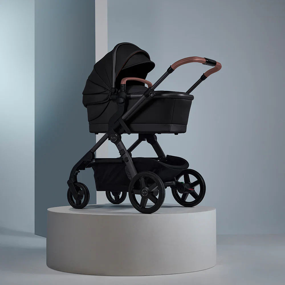 Black Baby Stroller with Brown Handle - Silver Cross Wave Toshi Baby Strollers
