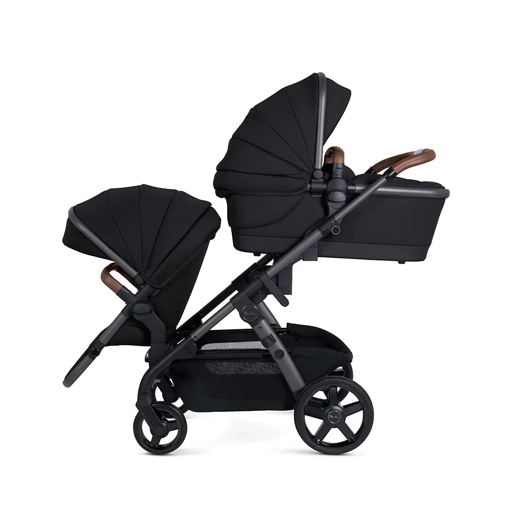 Black tandem stroller for Silver Cross Wave toshi baby with free foot muff offer