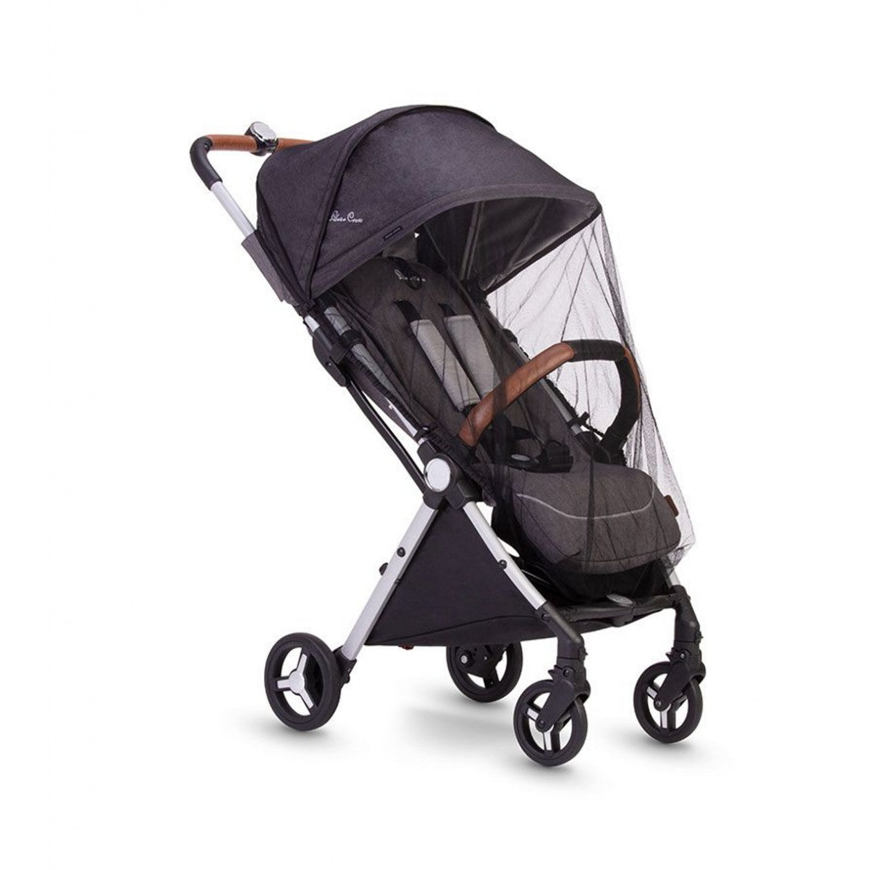 Black stroller with Silvercross Jet Bug Net, perfect mosquito bug net for toshi baby