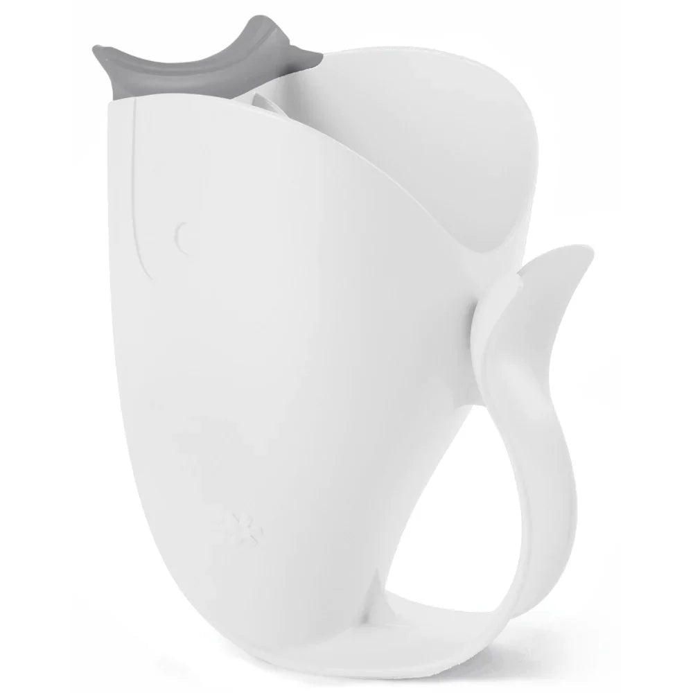 White whale-shaped rinsing cup from Skip Hop Moby Waterfall Rinser for tub time fun