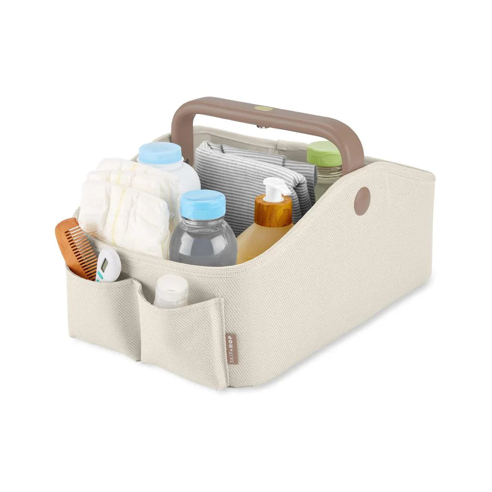 Beige Toshi Baby Nappy Caddy for nursery storage, easy to carry with baby strollers