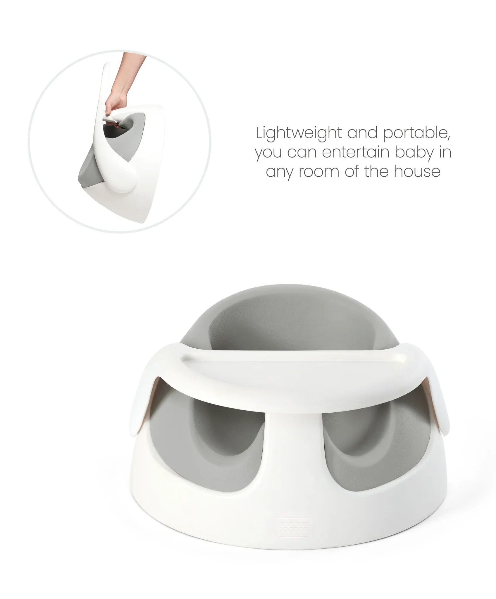 Gray and white Baby Seat from Mamas & Papas Snug Floor Seat with Activity Tray for baby strollers