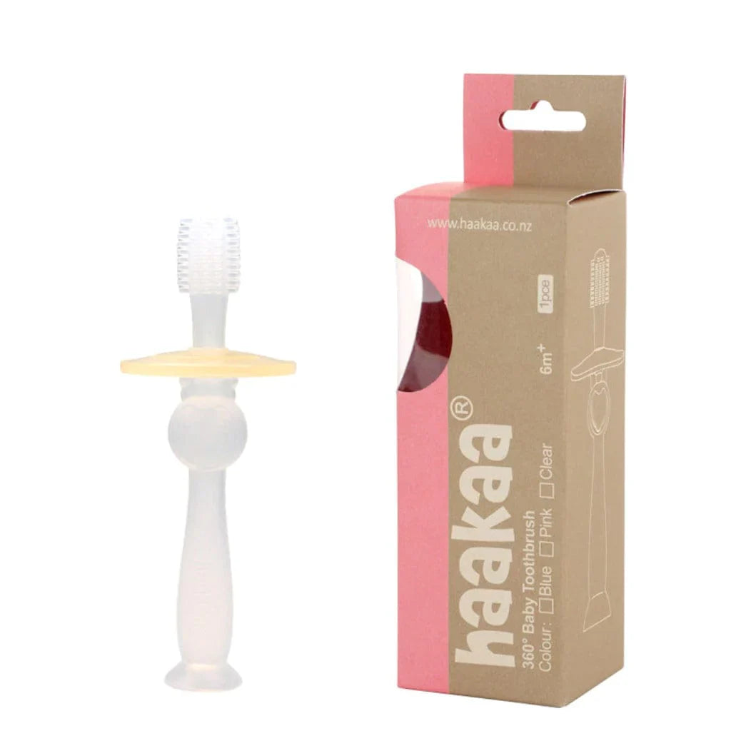 Baby toothbrush and packaging for Haakaa 360 Silicone Toothbrush, perfect with Toshi Baby Romper