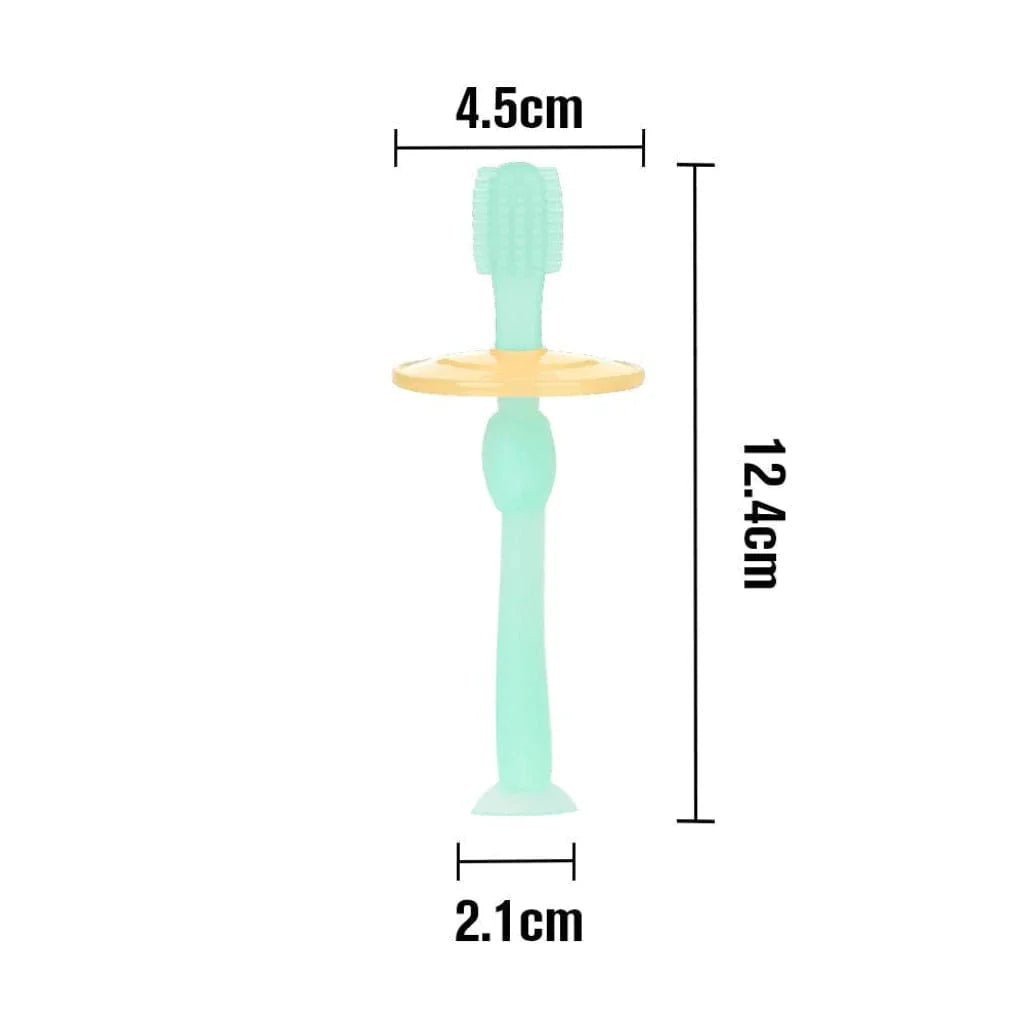 Baby toothbrush with dimensions from Haakaa 360° Silicone Toothbrush CLEAR, perfect for tots