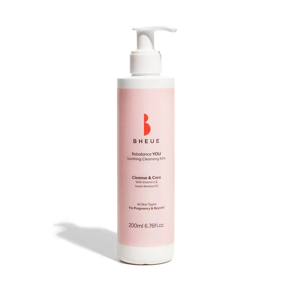 Pink and white soothing cleansing milk bottle with pump for Toshi Baby Bare Mum Postpartum