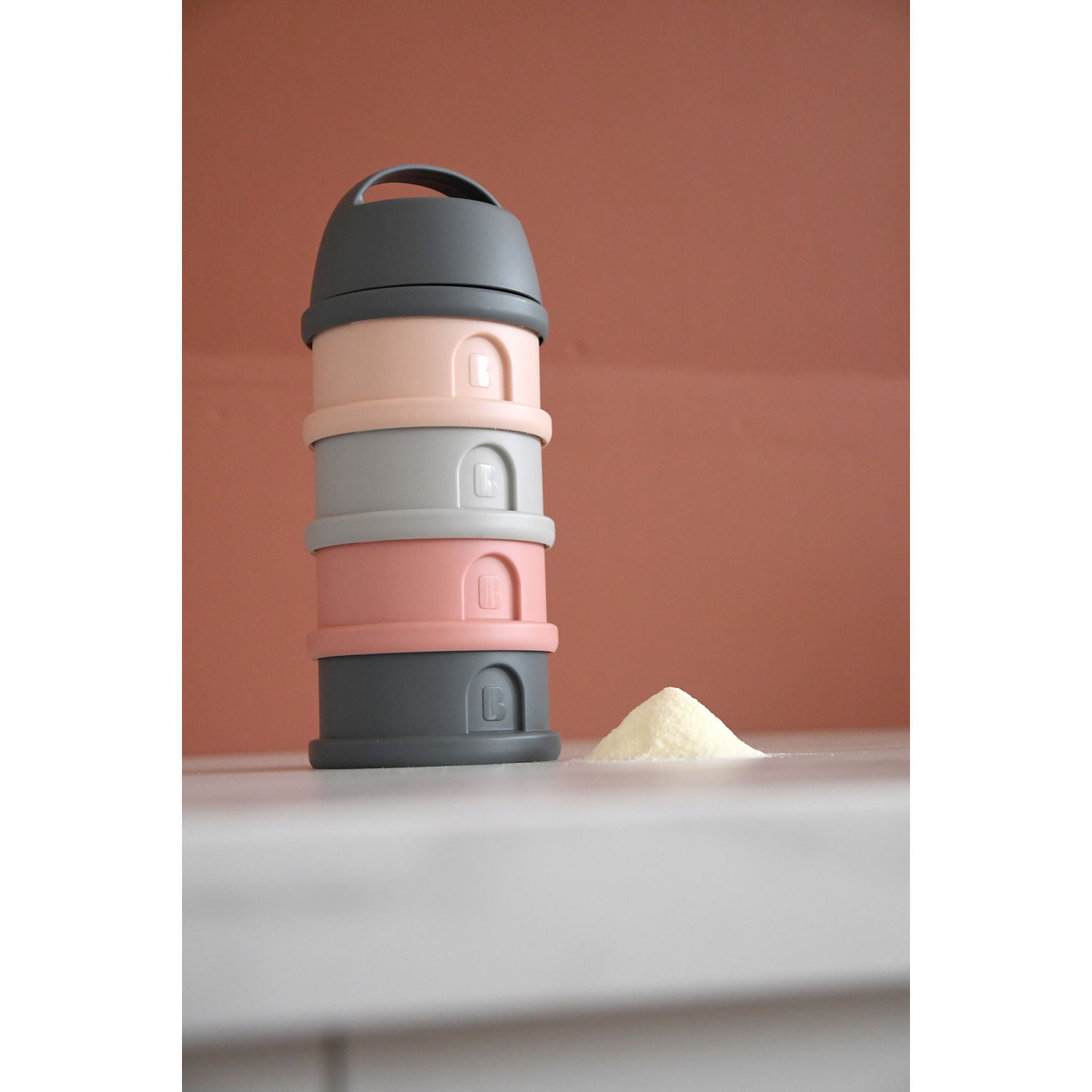 Stacked baby formula dispenser for Beaba Formula and Snack Container with baby strollers vibe