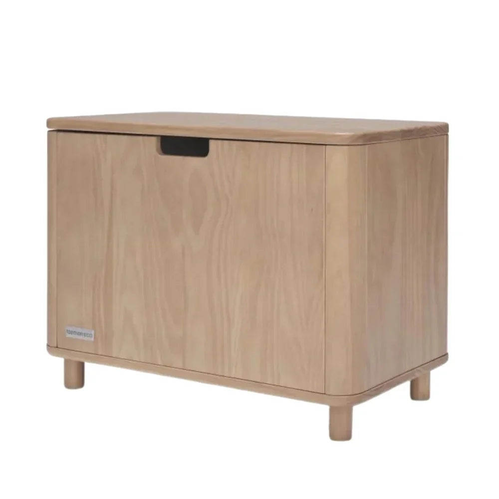 Wooden toy chest with lid from Tasman Eco Willow Toy Box for toshi baby romper storage