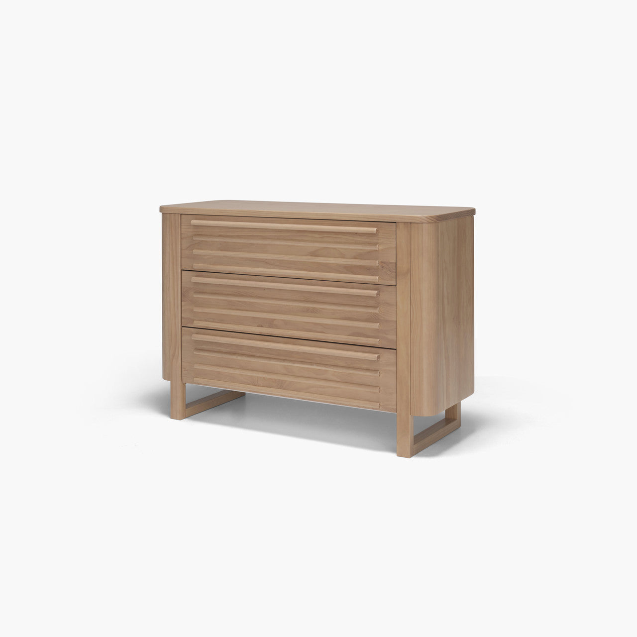 Wooden three-drawer dresser from Tasman Eco Pisa Pisa Cot Sandstone bundle