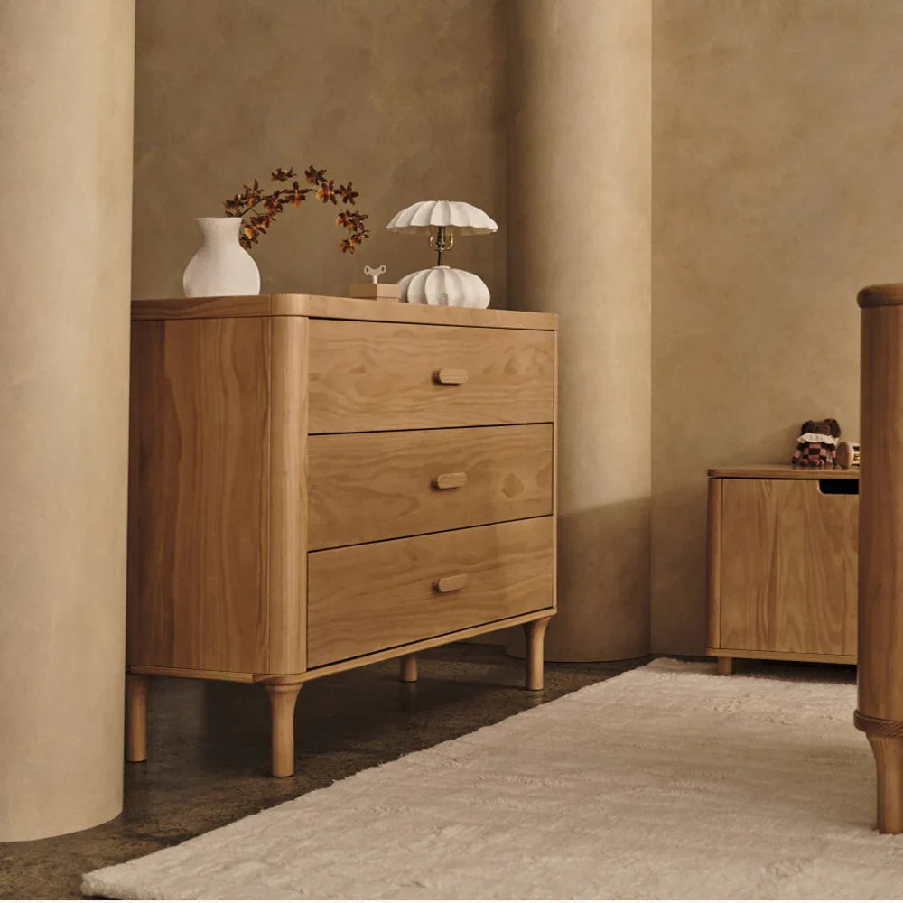 Wooden three-drawer dresser from Tasman Eco Willow, perfect for toshi baby spaces