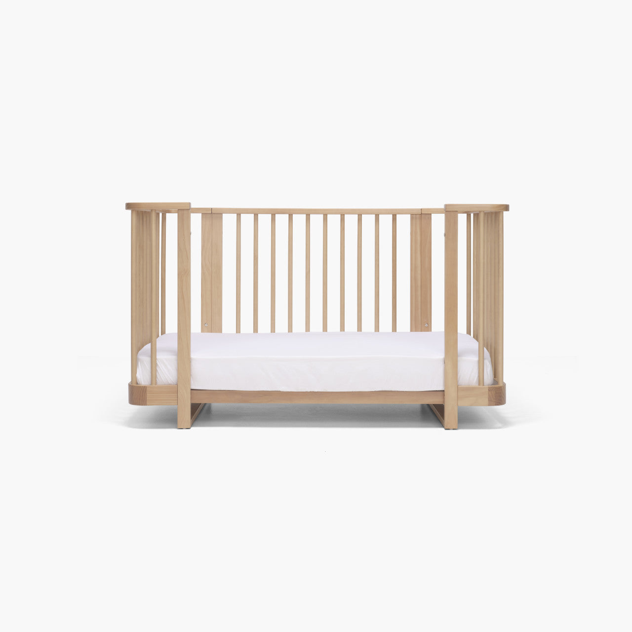 Tasman Eco Pisa Cot with wooden frame and white mattress for baby strollers fans
