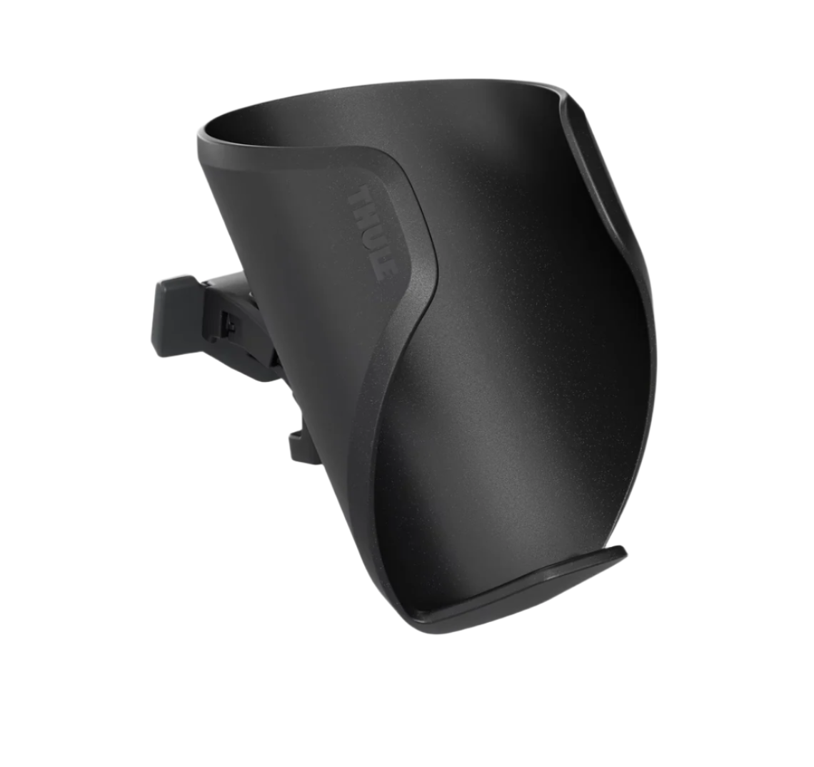 Black plastic cup holder for Thule bottle cage on Toshi Baby Thule Child Carrier