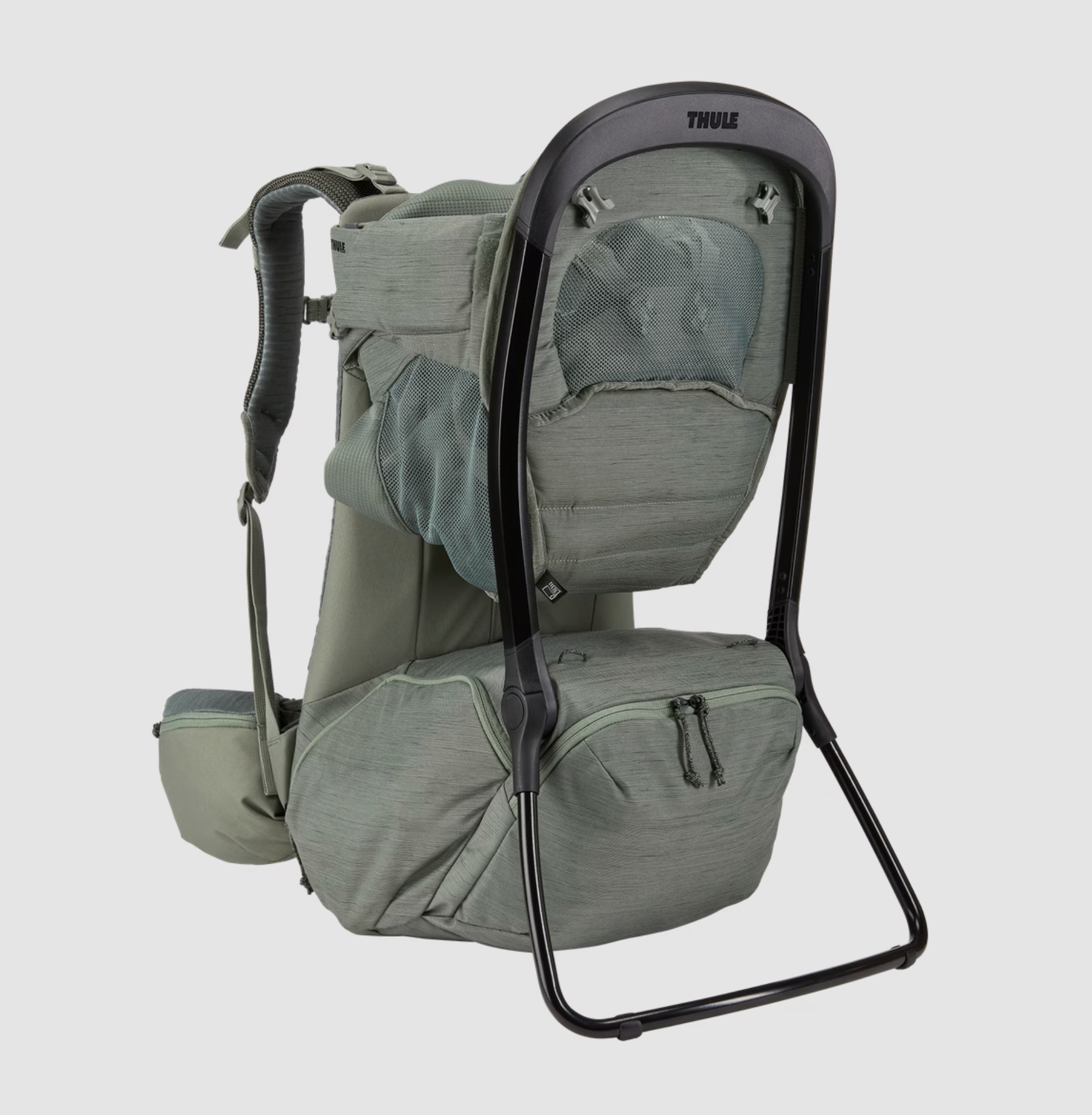 Gray Thule Sapling child carrier backpack ideal for baby strollers and machine washable gear