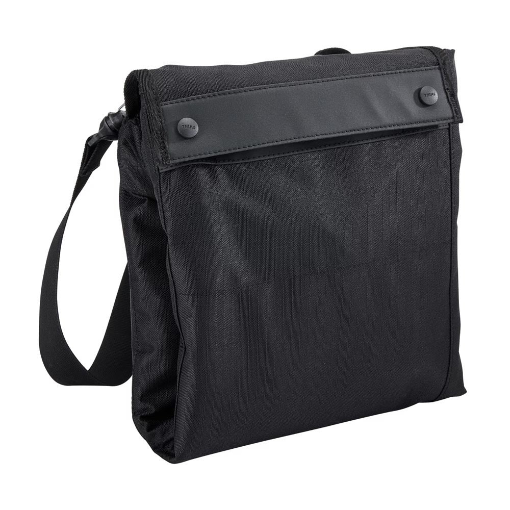 Black messenger bag with flap closure for Thule Stroller Travel Bag and Toshi Baby accessories
