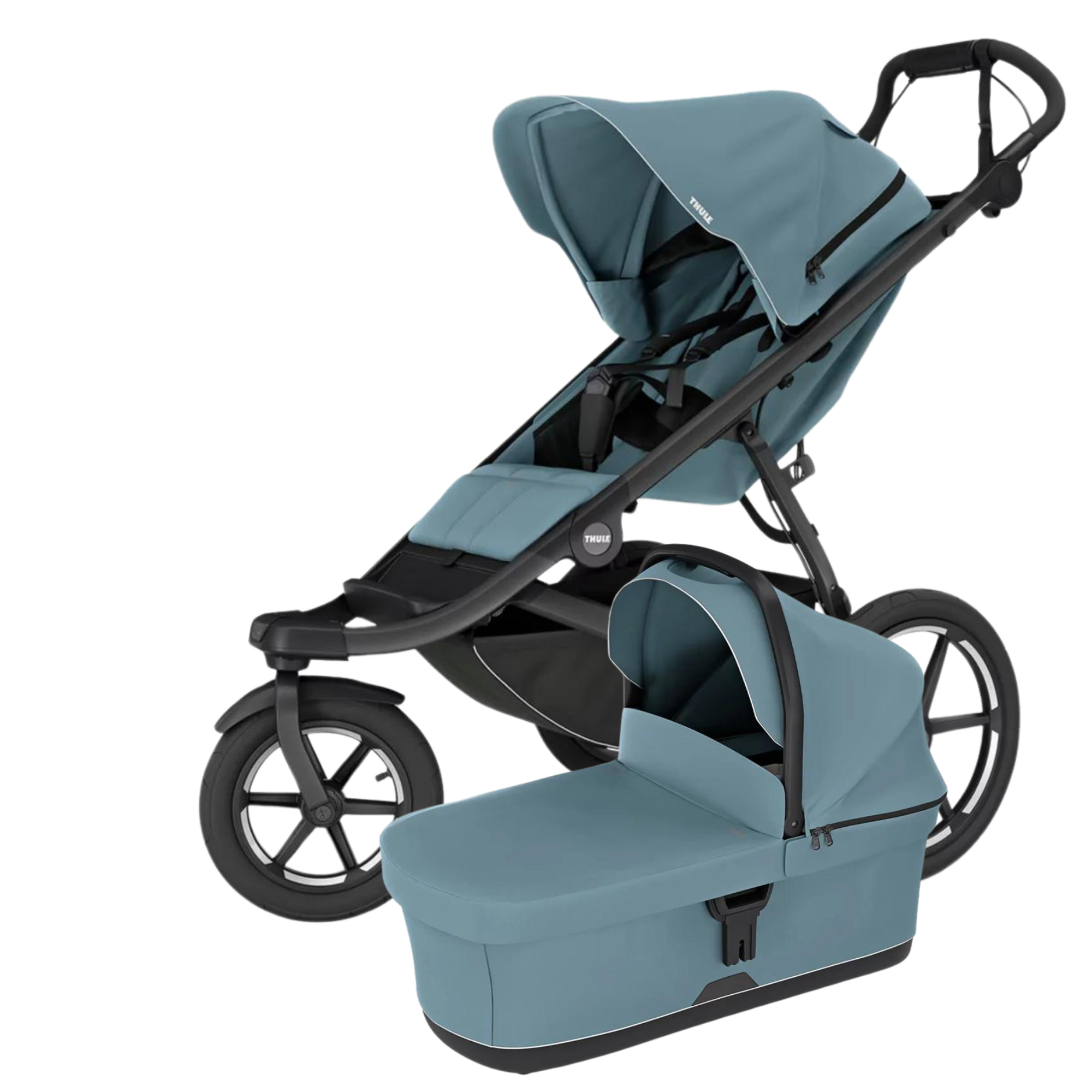 Blue Thule Urban Glide 3 stroller with bassinet package for all-terrain adventures