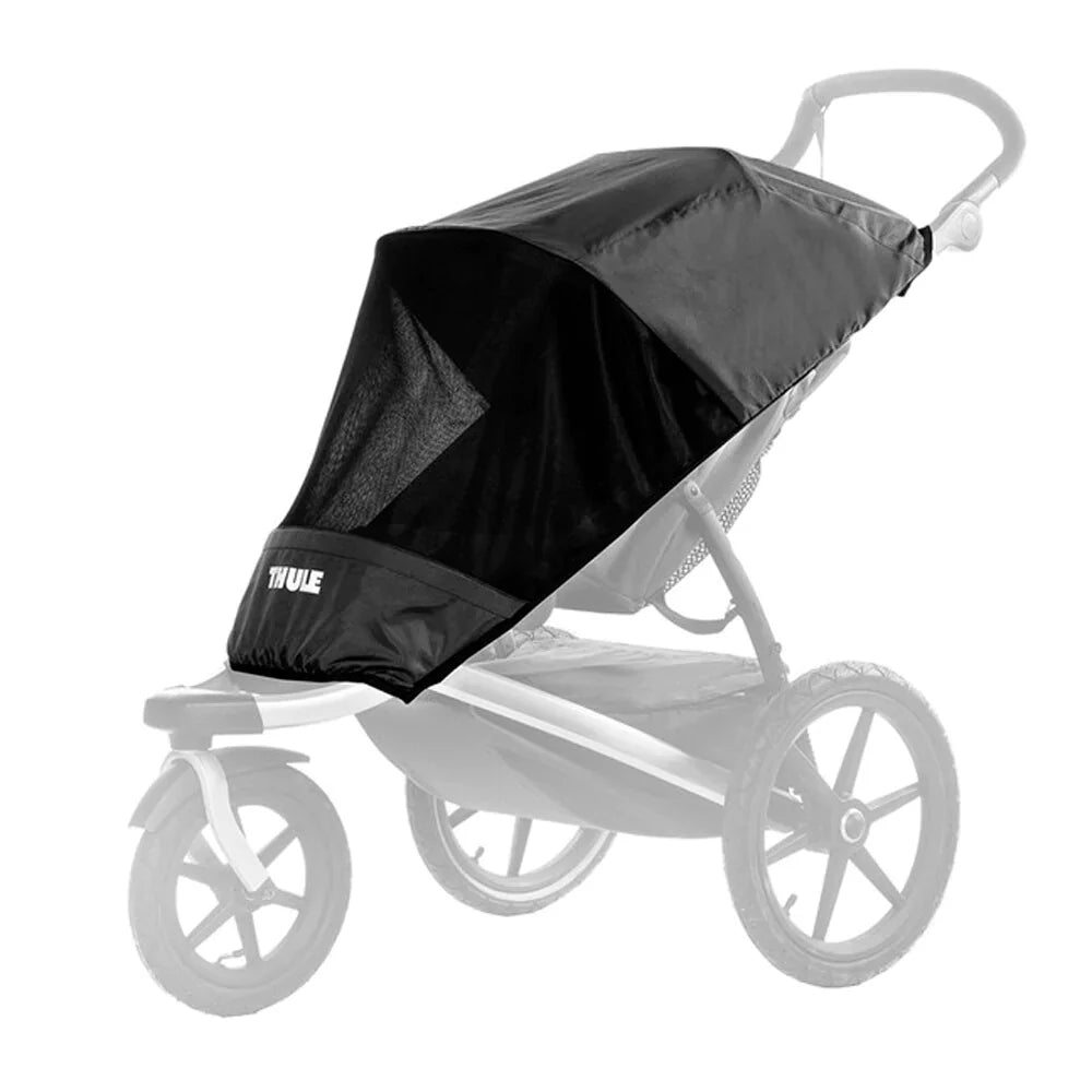 Black stroller sunshade for Thule Urban Glide 3 and baby strollers, perfect for Toshi baby romper fans