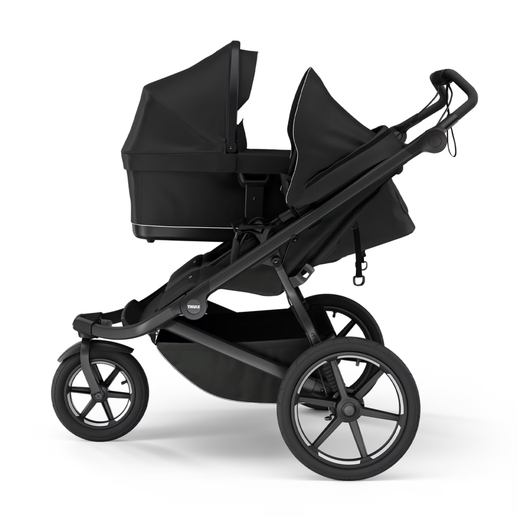 Black Thule Urban Glide 3 double all-terrain stroller for family adventures