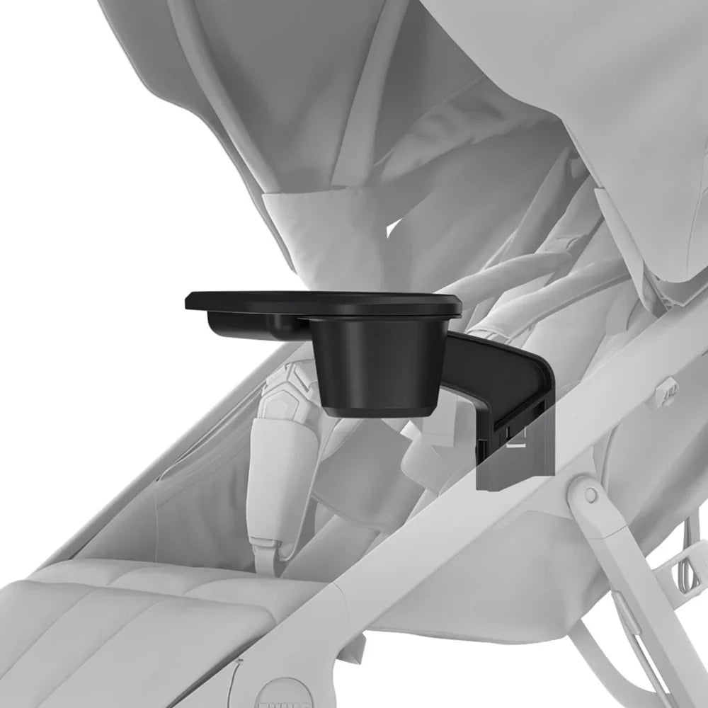 Black stroller cup holder on Thule Urban Glide baby strollers with Toshi Baby Romper impact