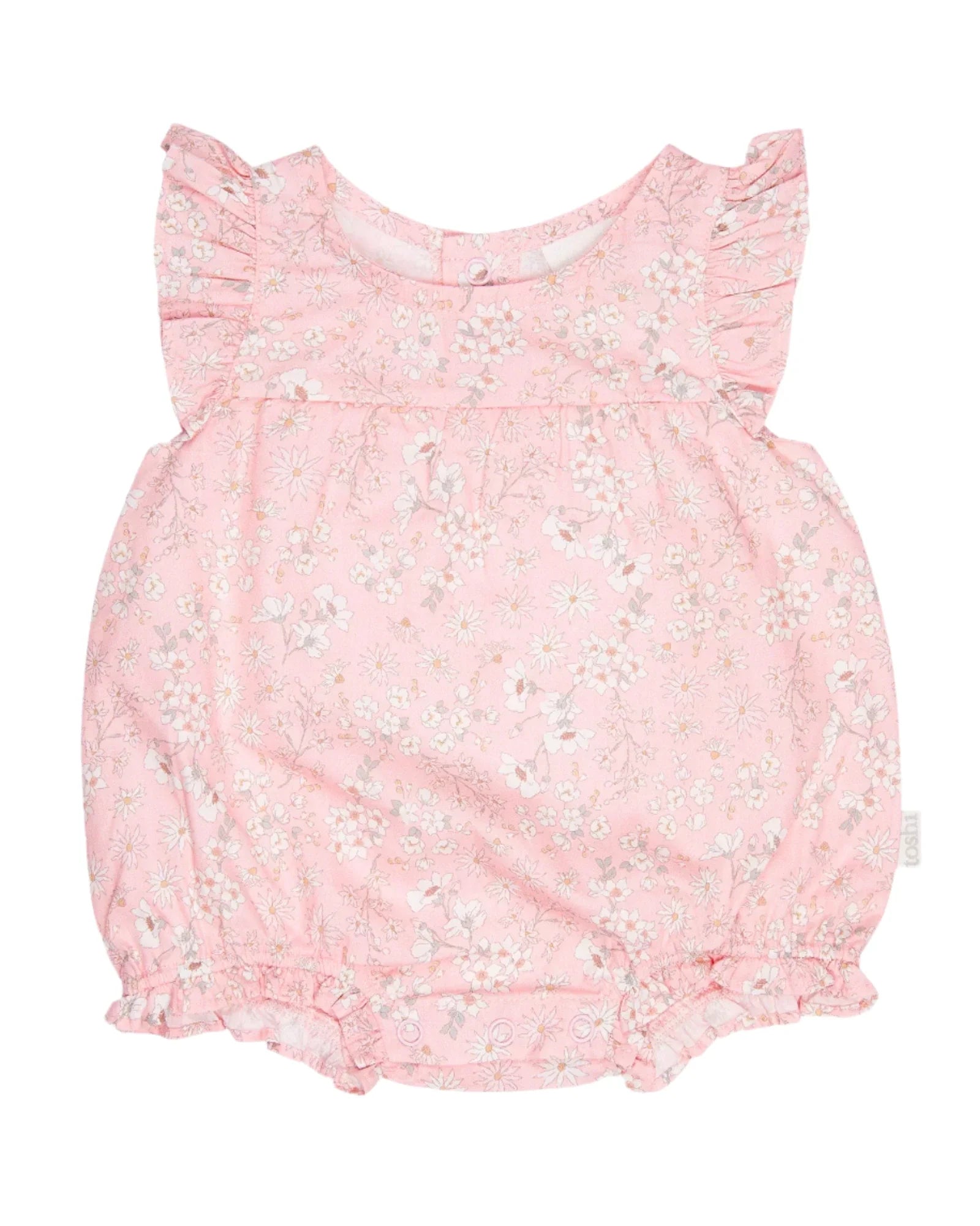Pink floral Toshi Baby Romper Eva Blossom for fun baby play and adorable style
