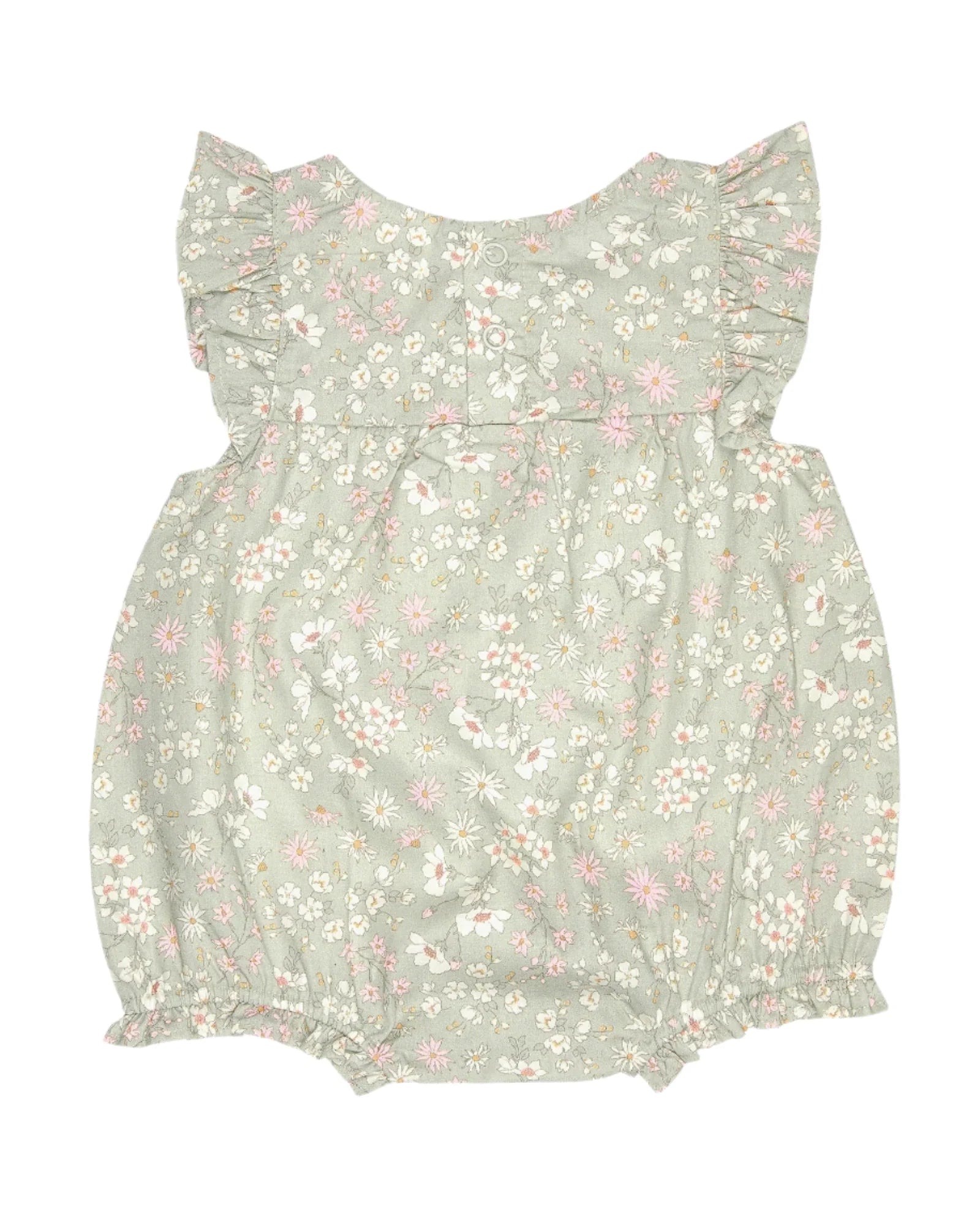 Floral-patterned Toshi Baby Romper Eva with ruffled sleeves for comfy baby wear